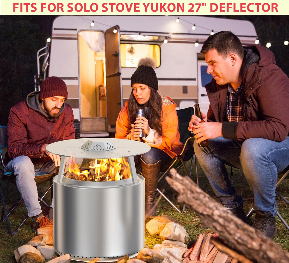 DcYourHome installed on Solo Stove Yukon 27" demonstrating even heat direction and distribution