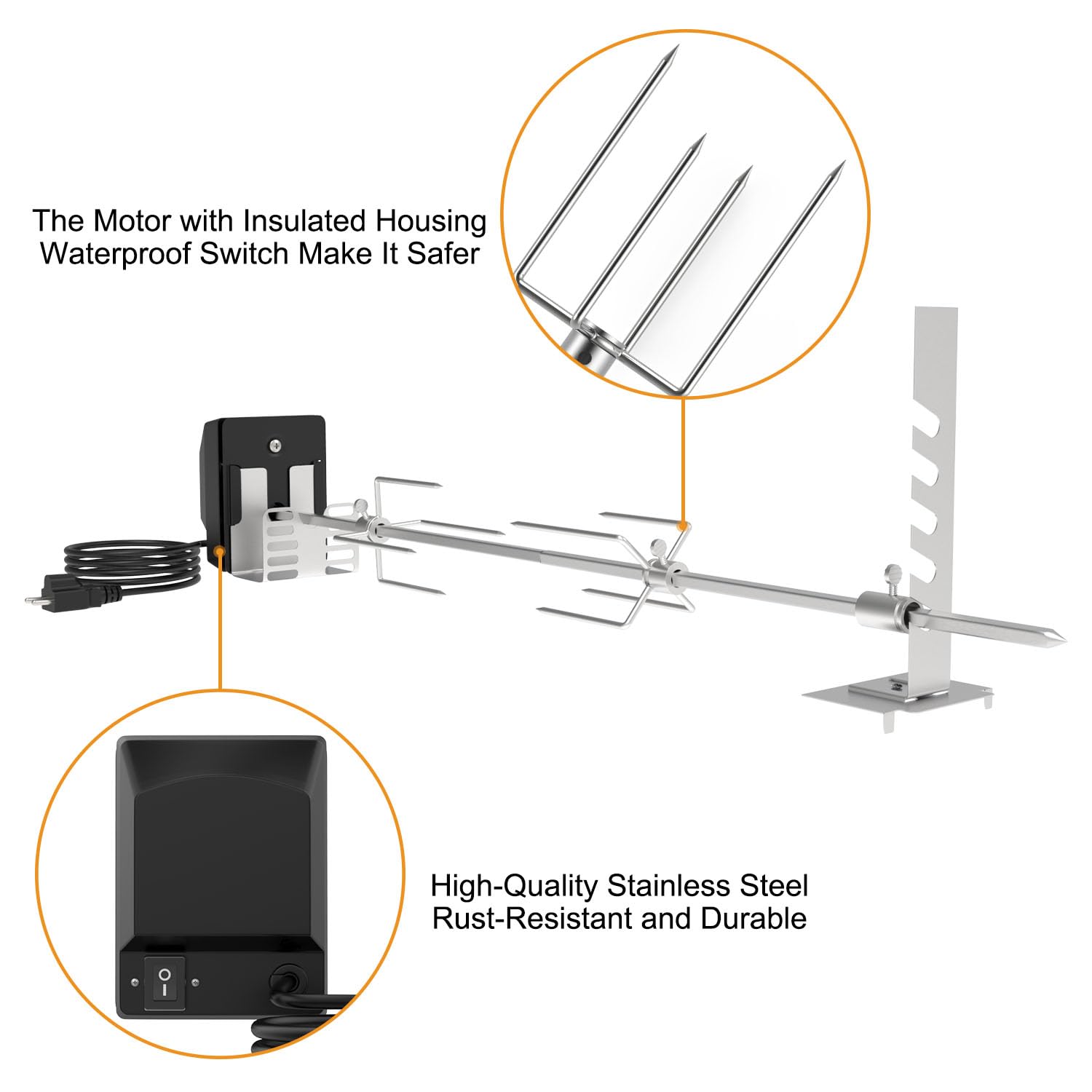 DcYourHome four-pronged forks with set screws demonstrating secure meat holding