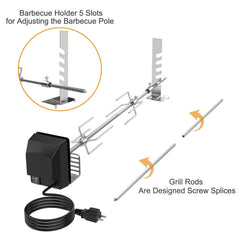 DcYourHome stainless spit shaft detail showing heavy-duty build and corrosion resistance