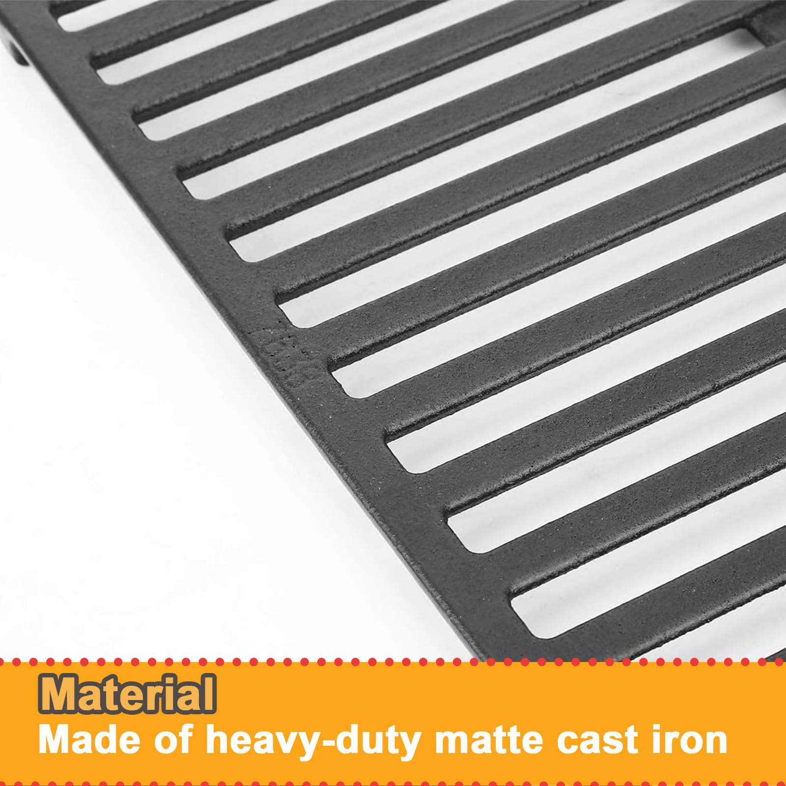 DcYourHome grate next to a ruler showing 17.5x11.9 inch dimensions for accurate fit verification