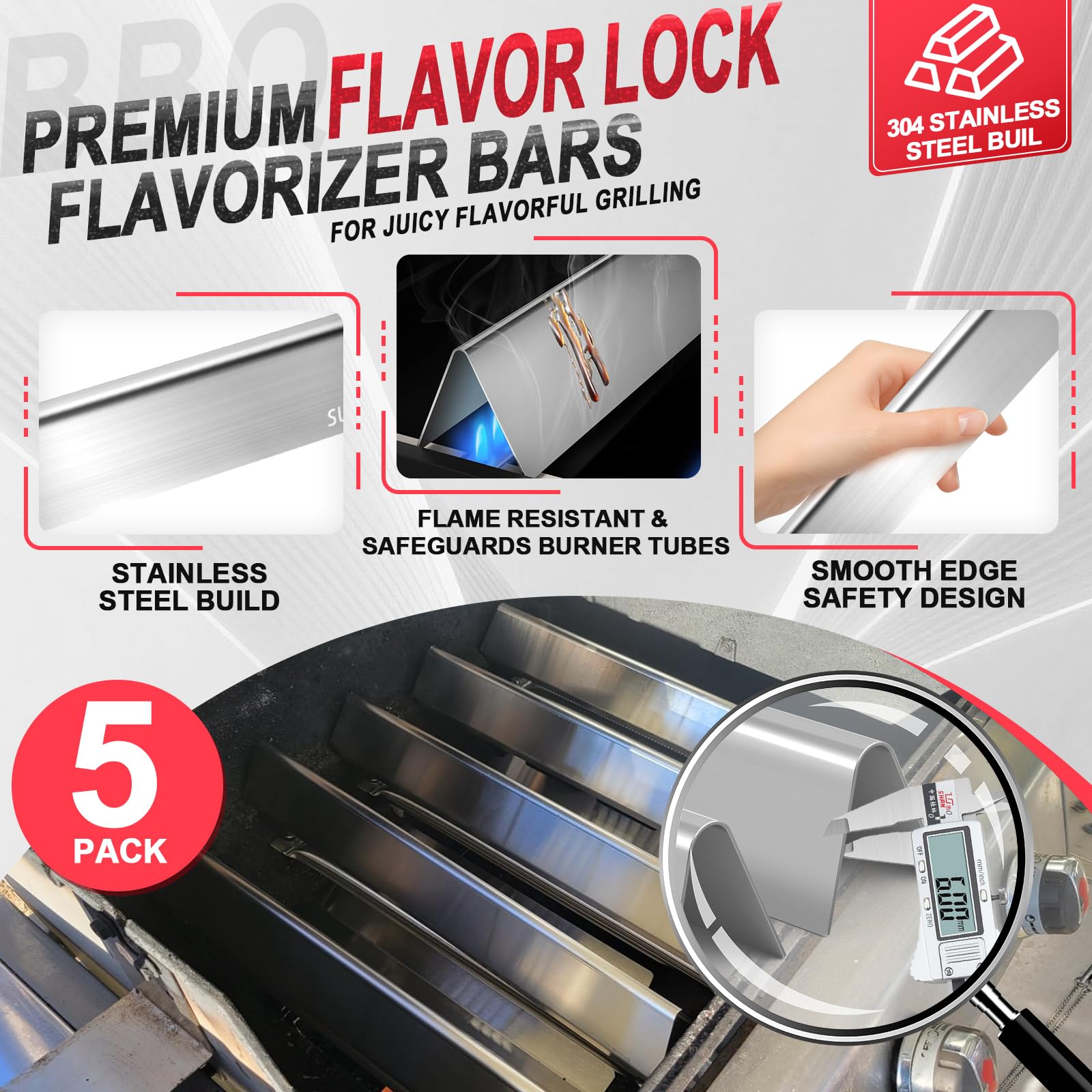 DcYourHome stainless cooking grids top view, durable even searing surface