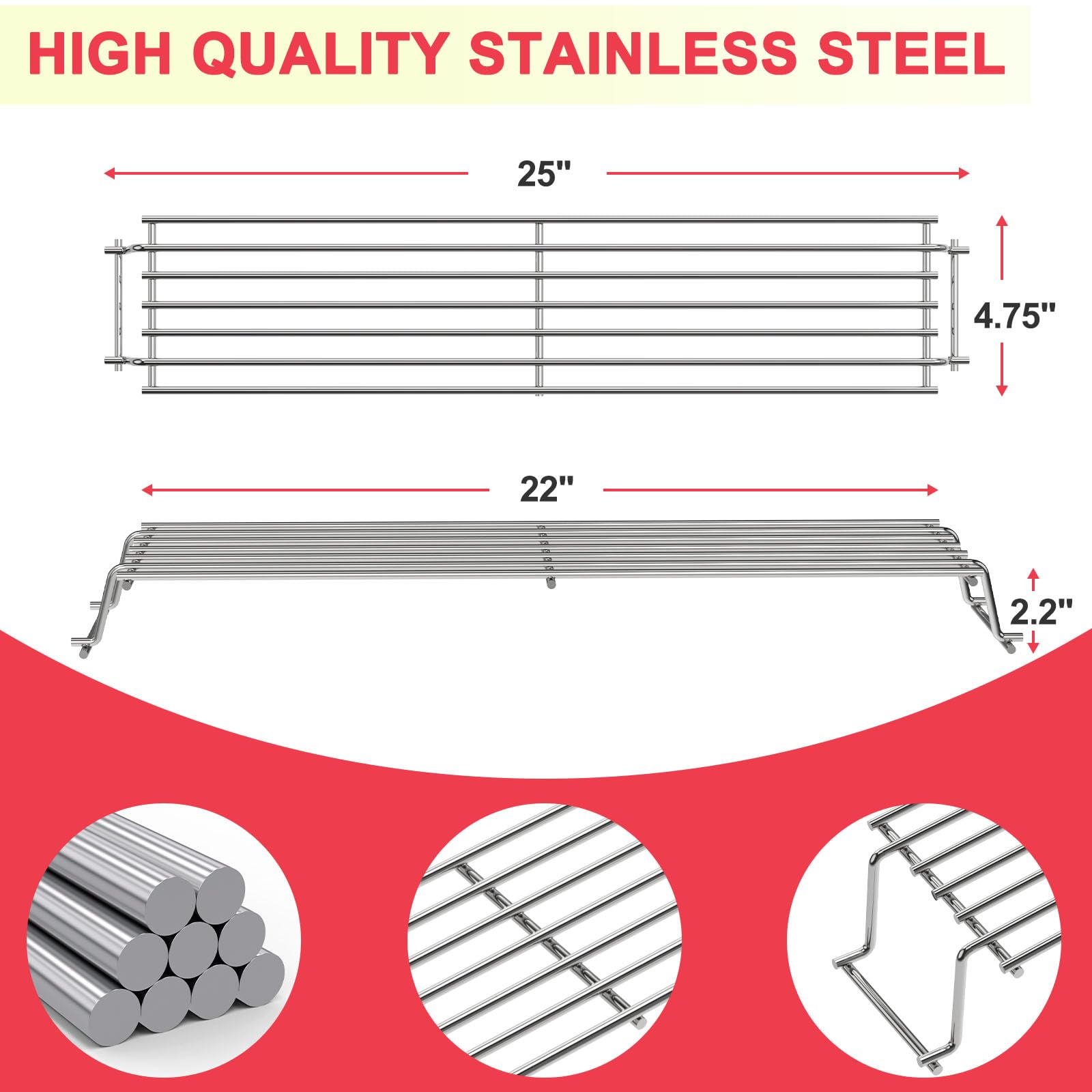 DcYourHome warming rack close texture view showing smooth stainless finish for easy cleaning