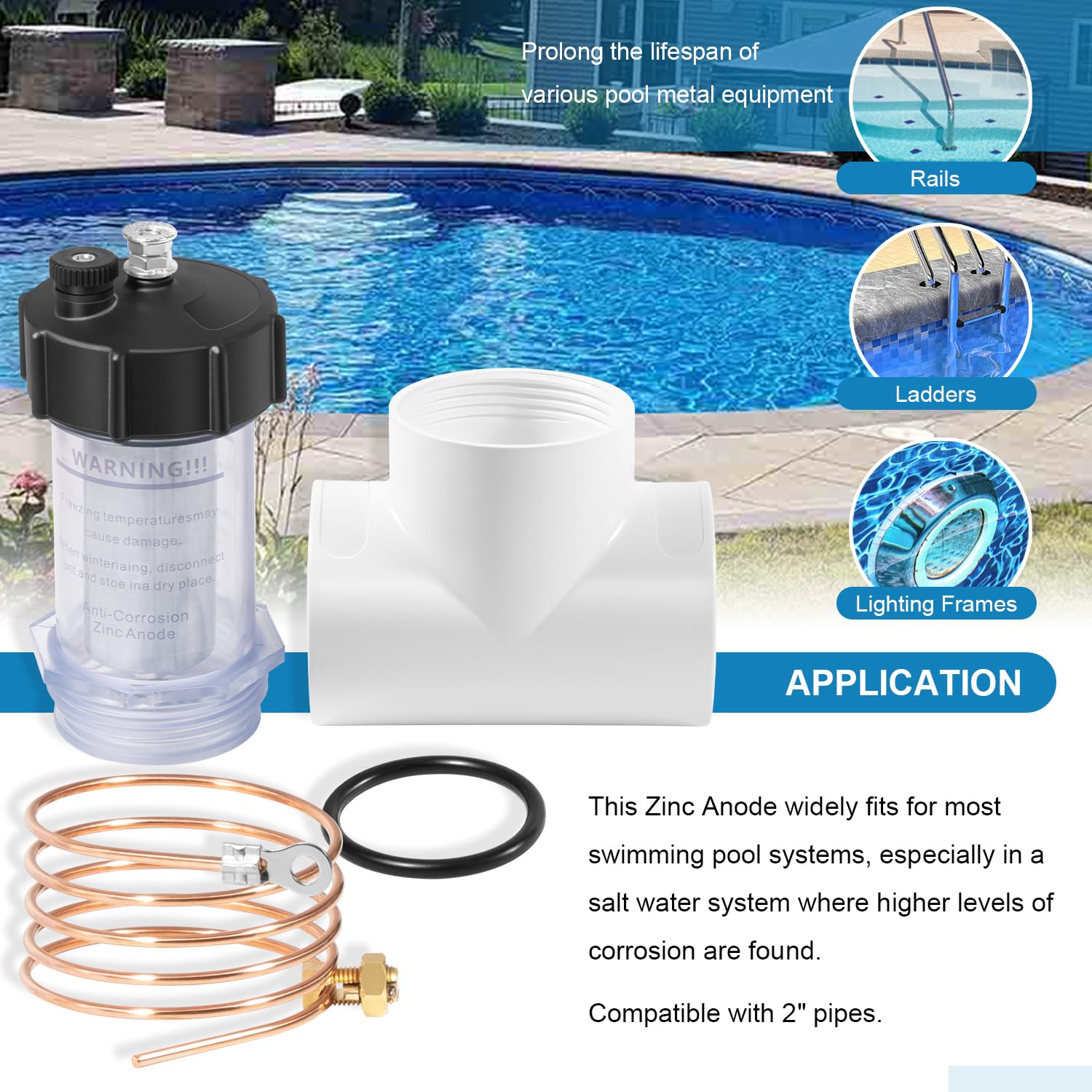 Deargooday transparent housing close-up revealing zinc rod for instant visual corrosion checks