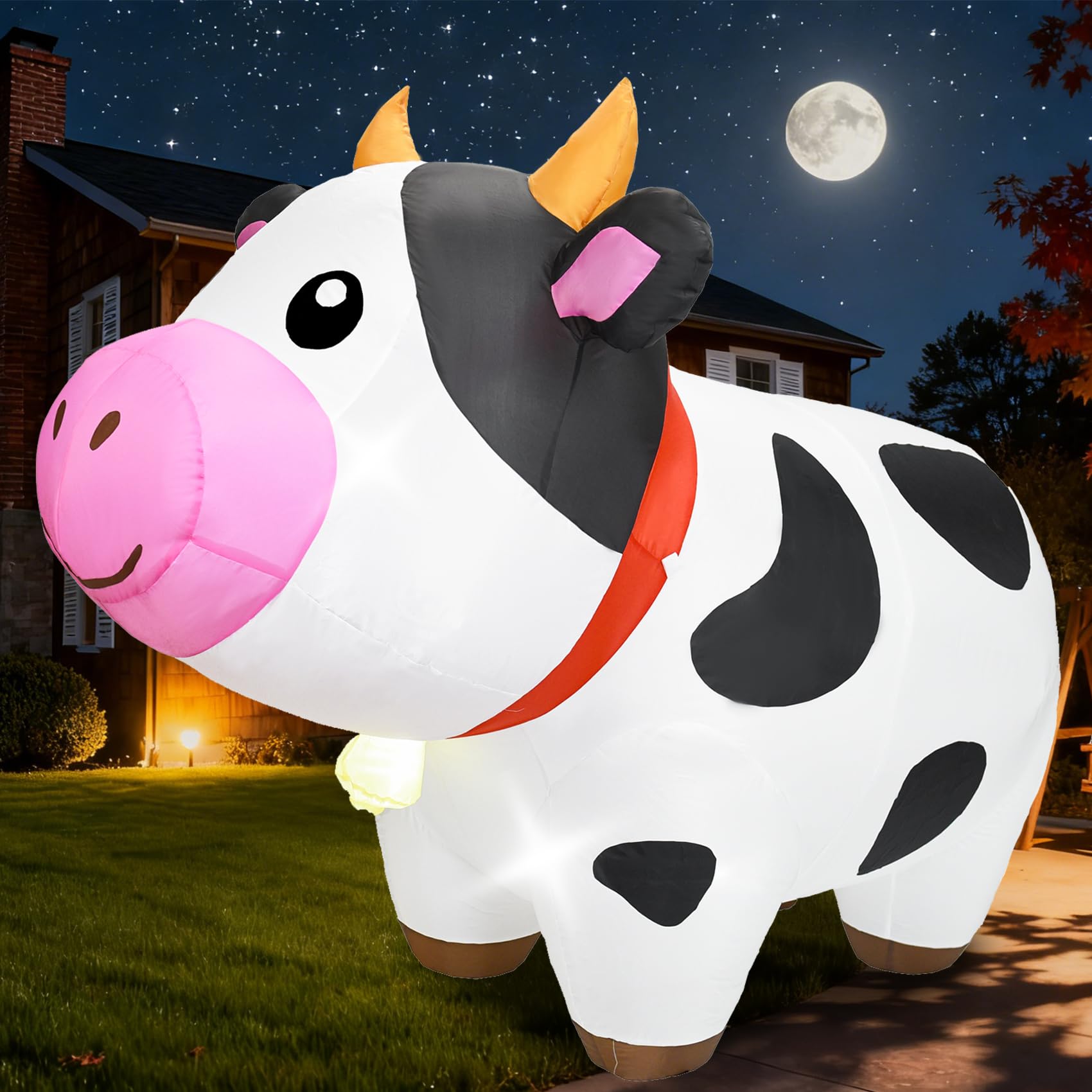 DearSun cow on lawn at party delivering playful centerpiece and photo backdrop