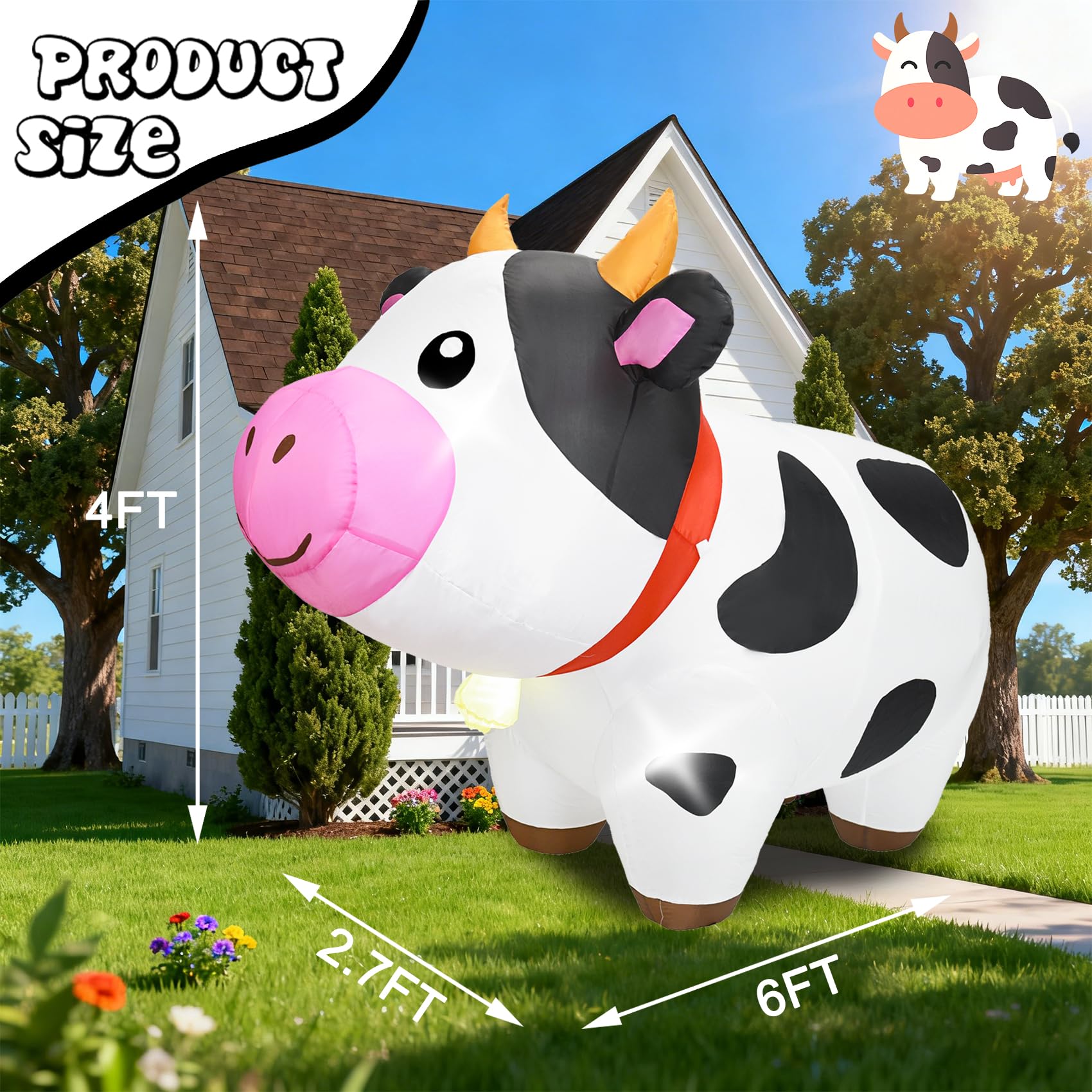 DearSun cow illuminated by built-in LEDs creating bright evening visibility