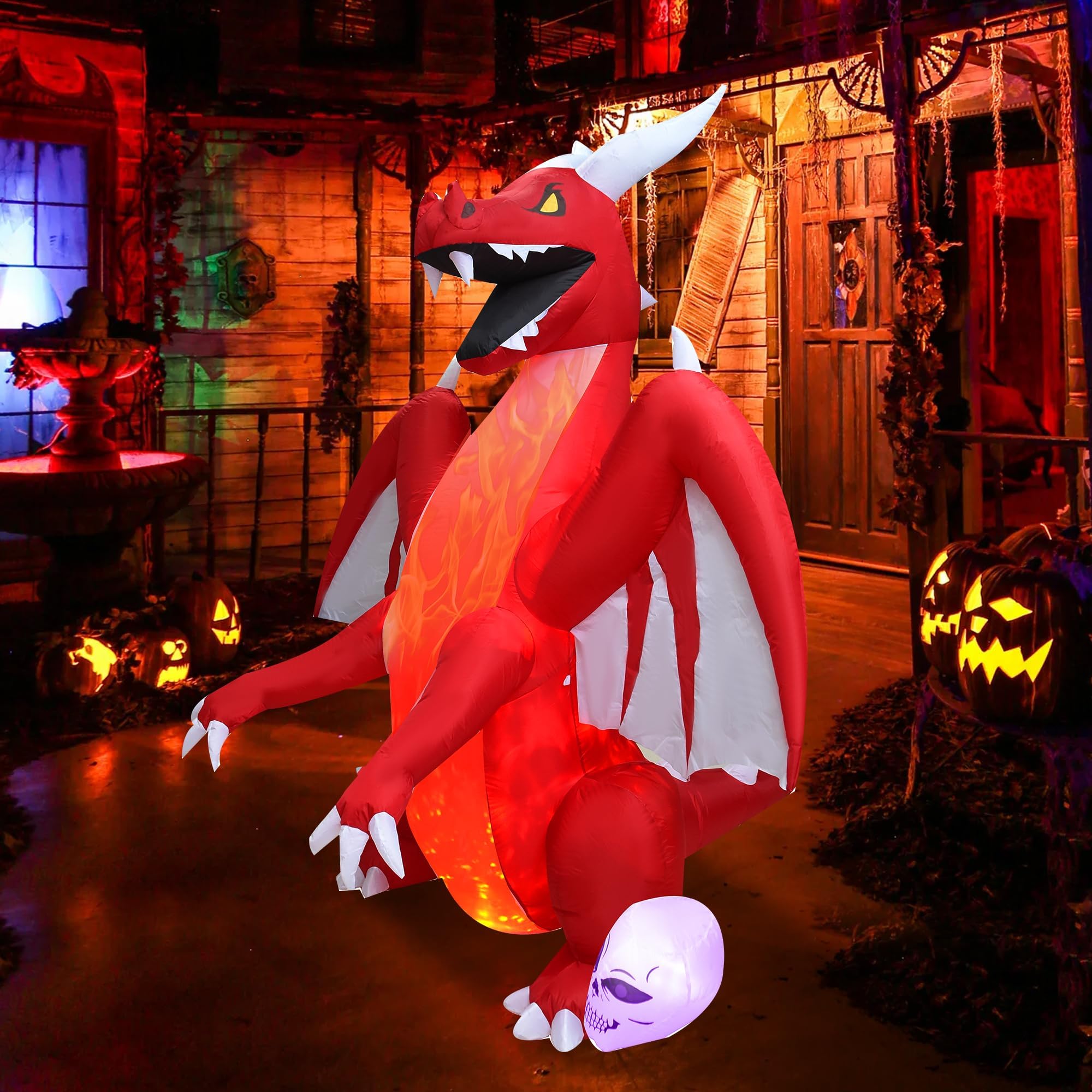 DearSun dragon inflated in yard demonstrating scale and attention-grabbing outdoor presence