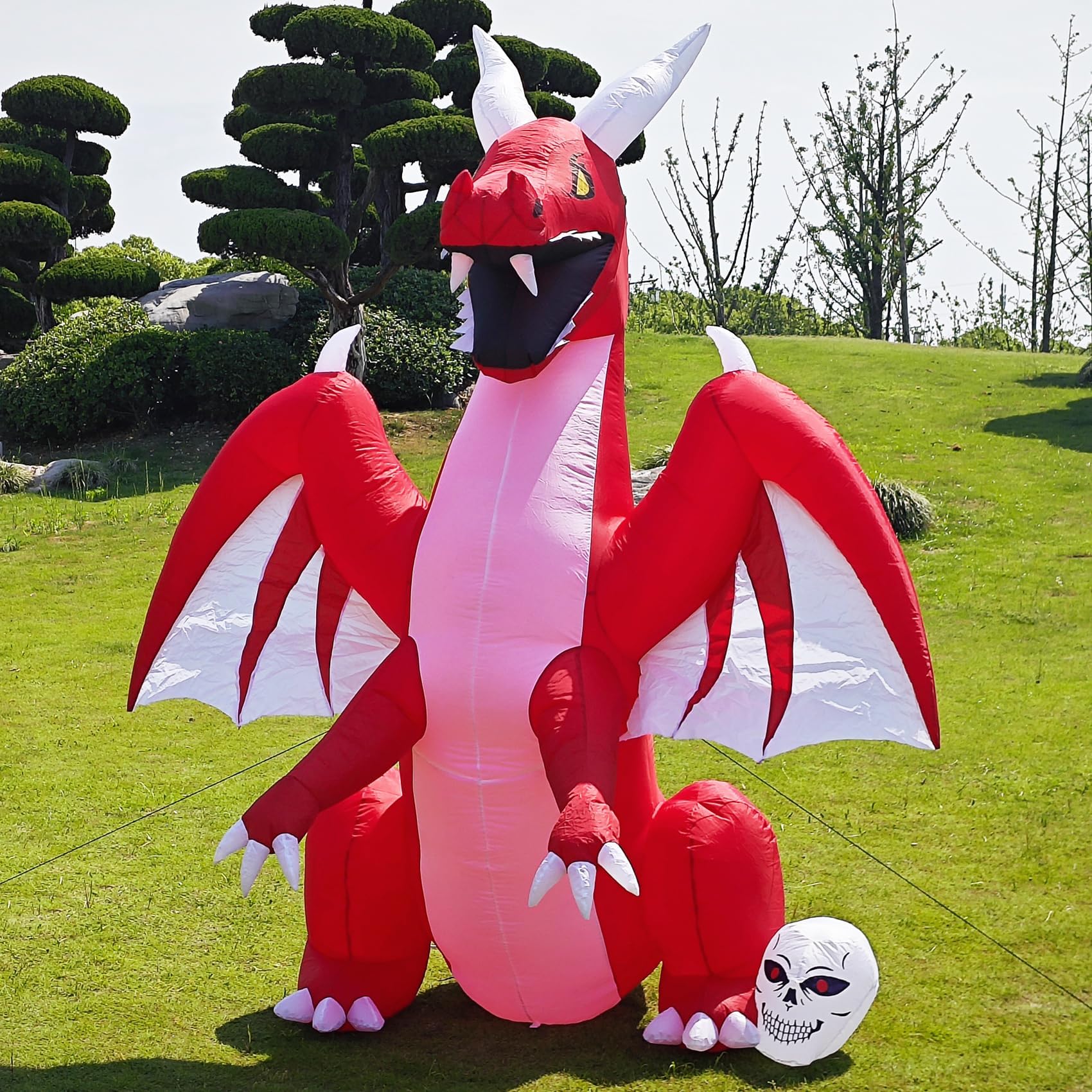 DearSun dragon nighttime lit scene showcasing red flame glow for eye-catching ambiance