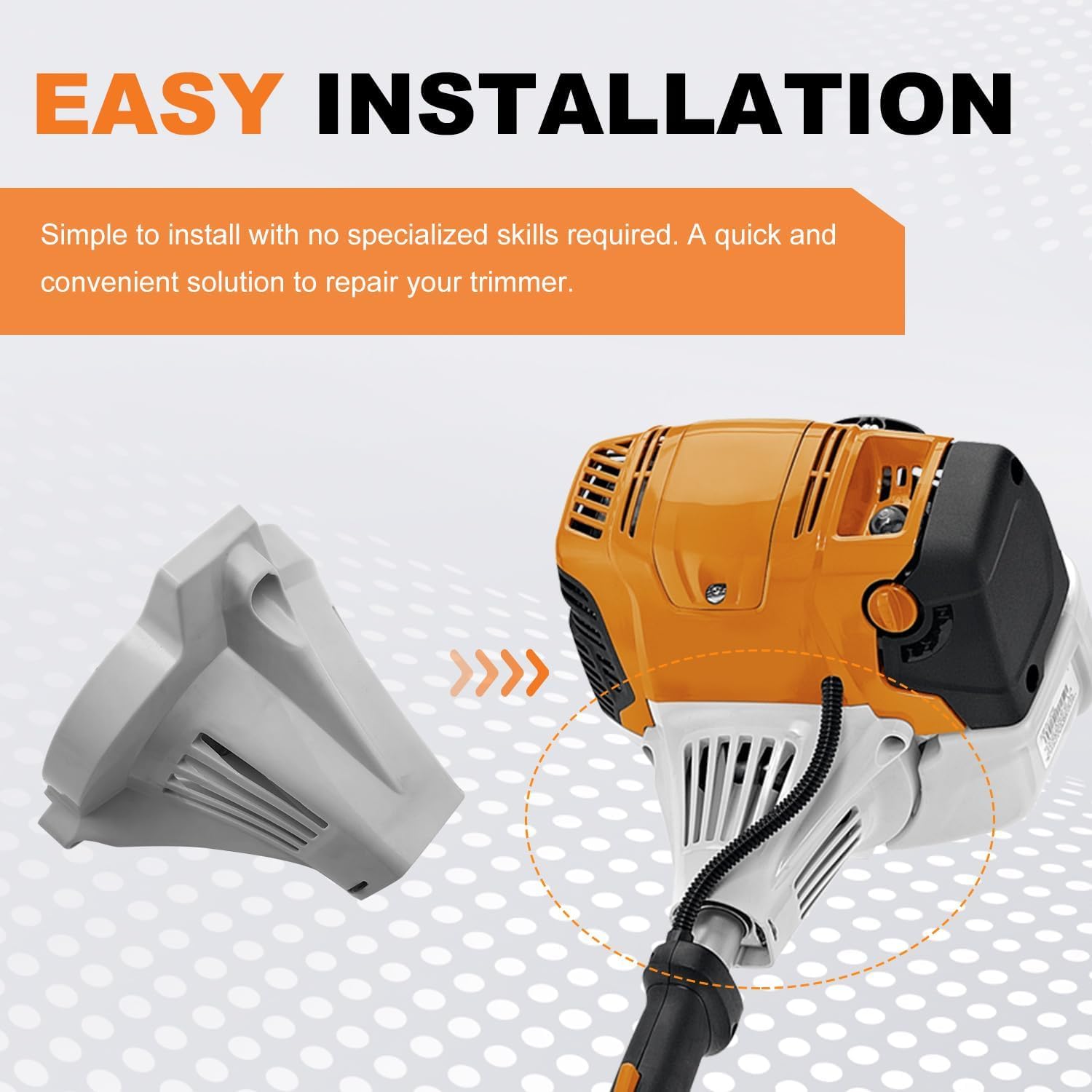 deawater clutch housing installed in Stihl trimmer restoring smooth operation
