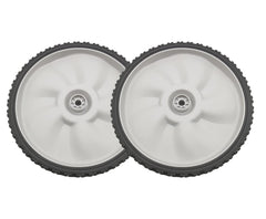 deawater front view of 11x1.75 plastic wheel showing tread and hub, restores mower stability