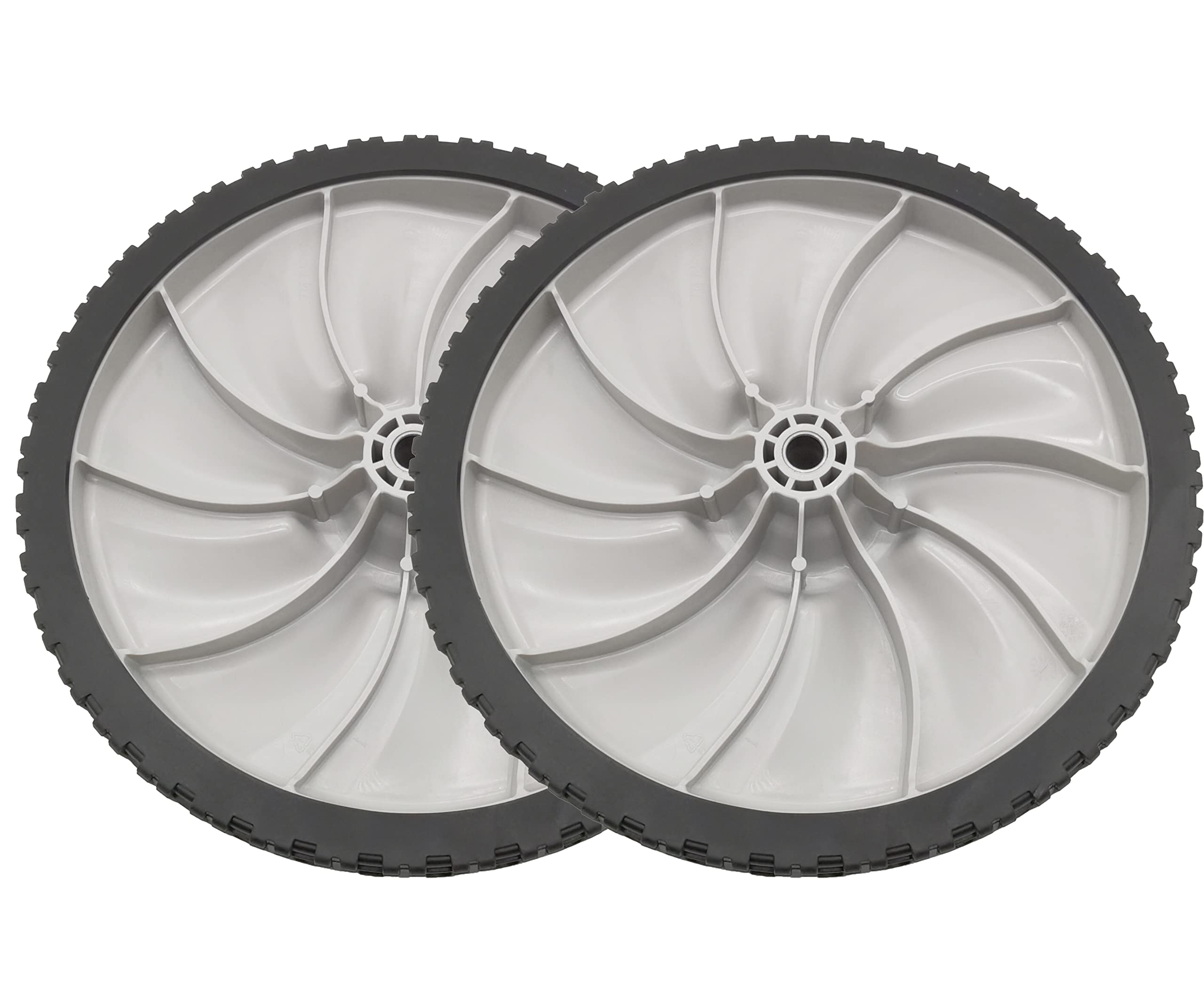 deawater 11x1.75 wheel mounted on walk-behind mower rear axle, demonstrates proper fit and function