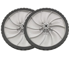 deawater 11x1.75 wheel mounted on walk-behind mower rear axle, demonstrates proper fit and function