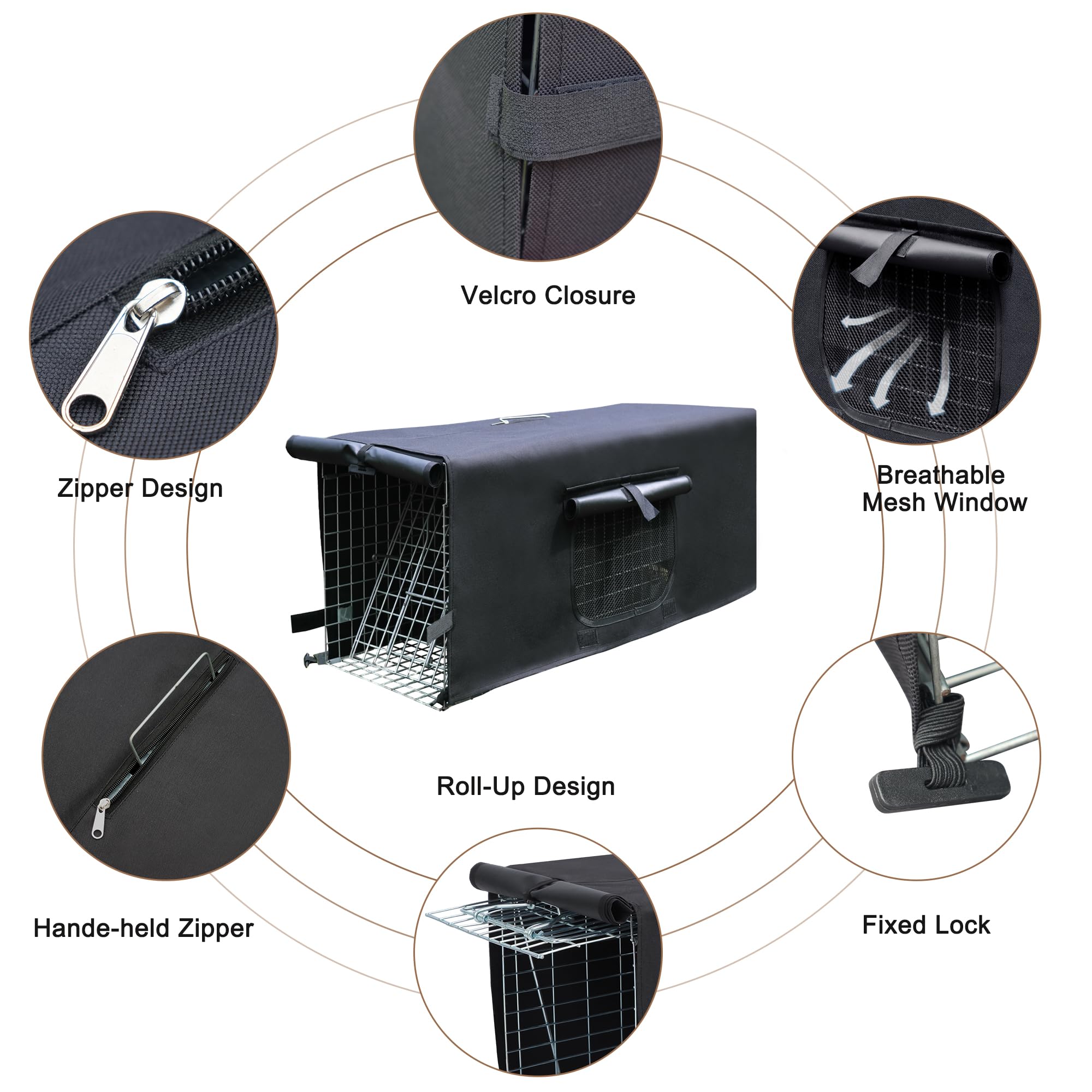 Deblue zippered handle cover detail protecting handler while carrying captured animal
