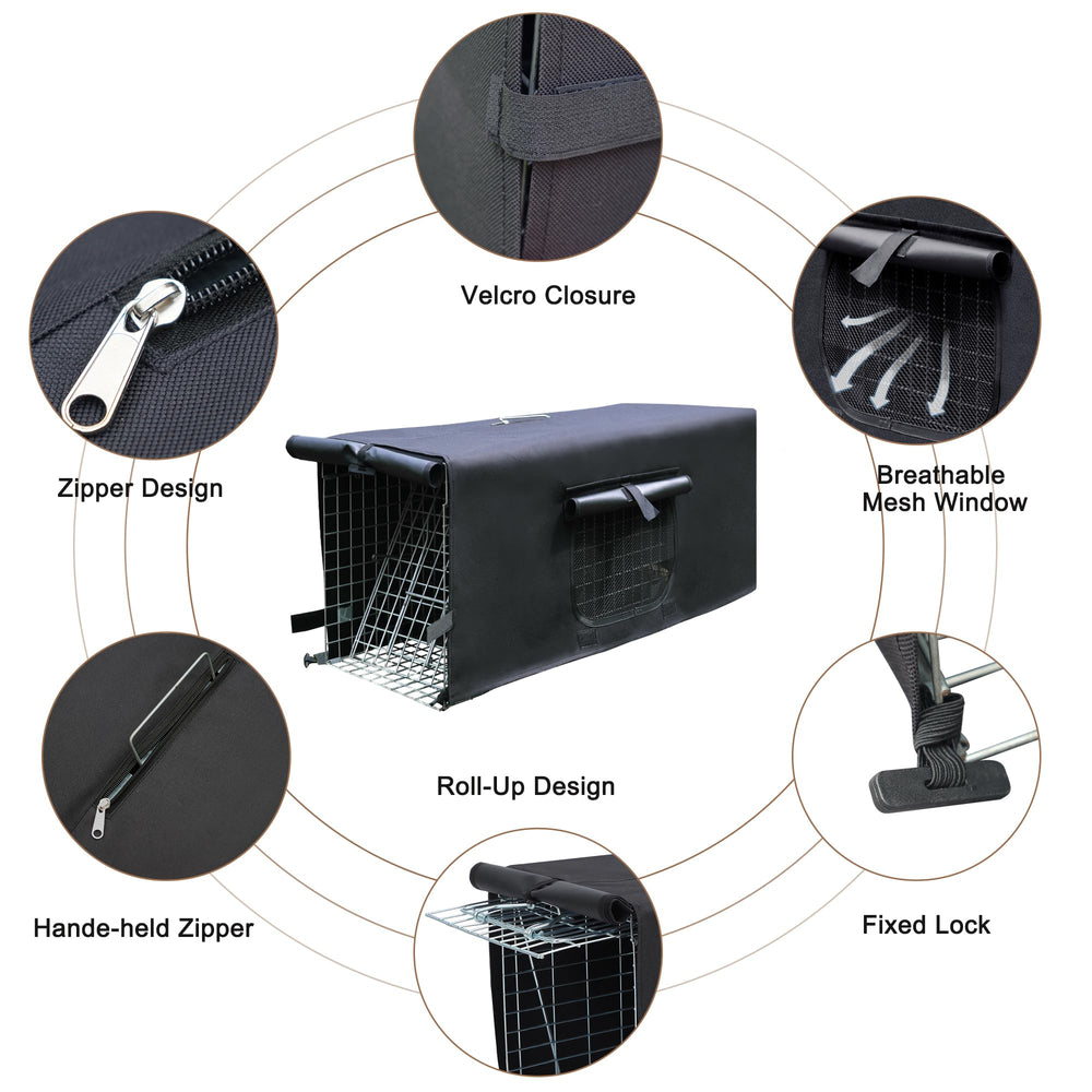 Deblue zippered handle cover detail protecting handler while carrying captured animal