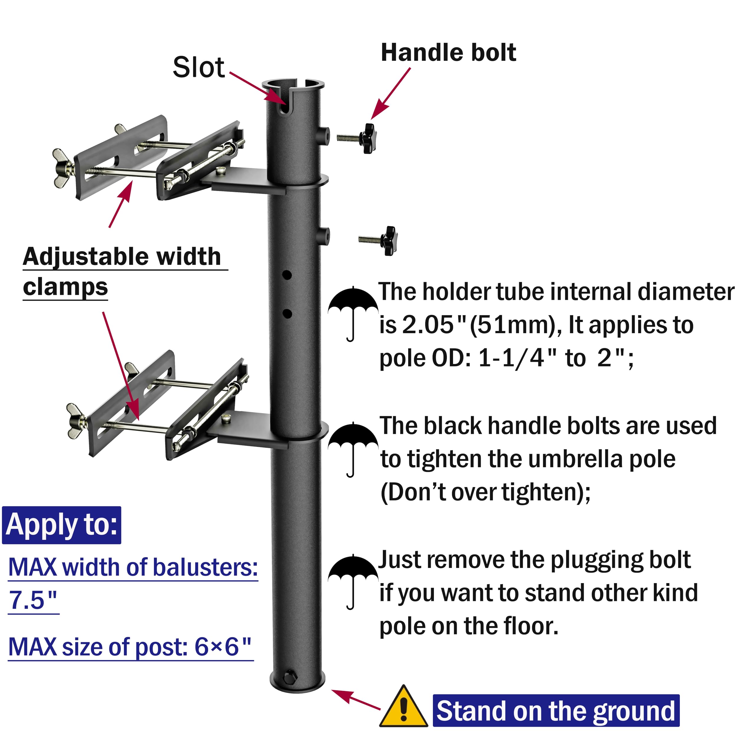 Deck Man close-up stainless steel clamp highlighting rust resistance