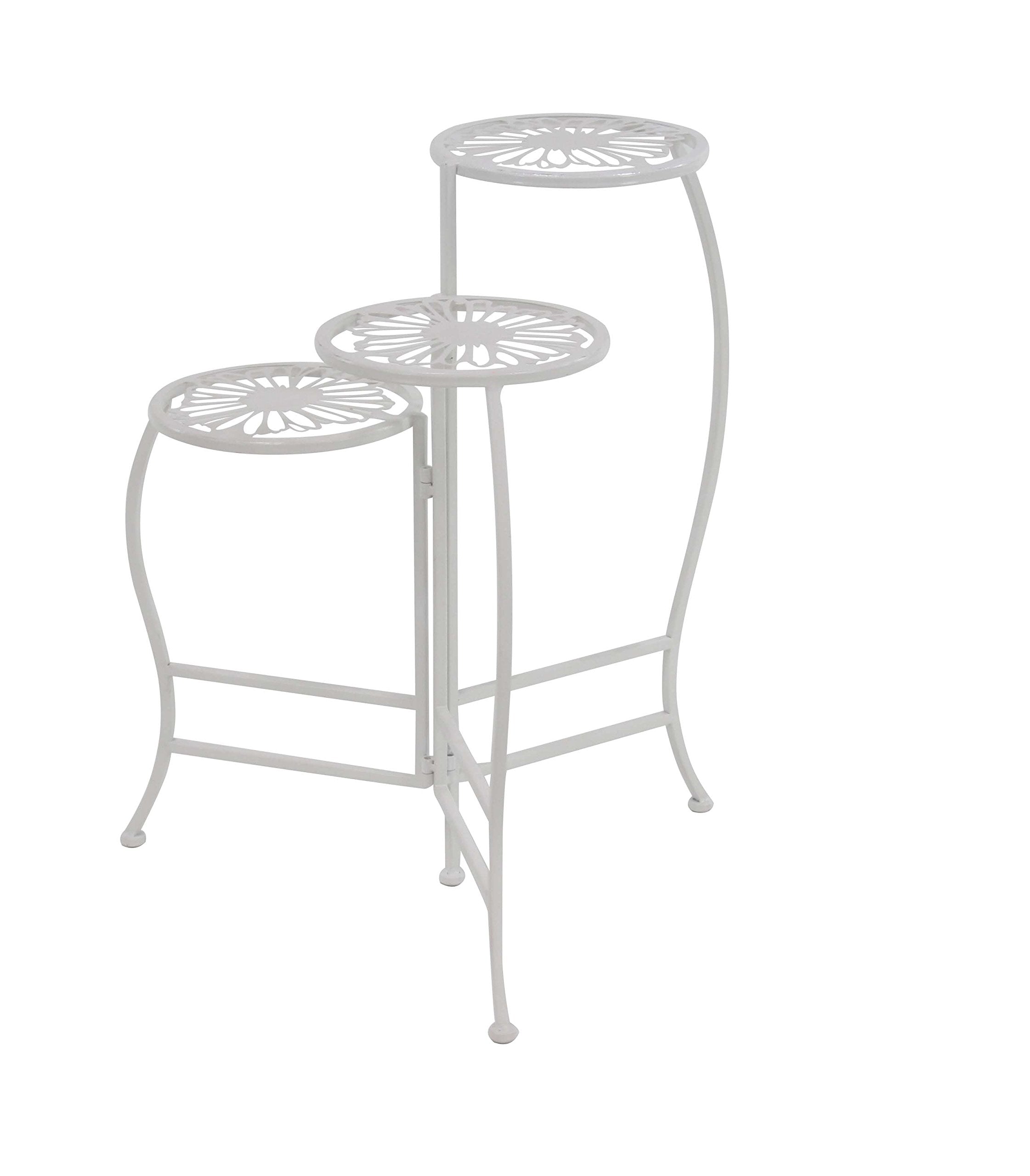 Deco 79 close-up of floral metalwork highlighting decorative detail and durable construction