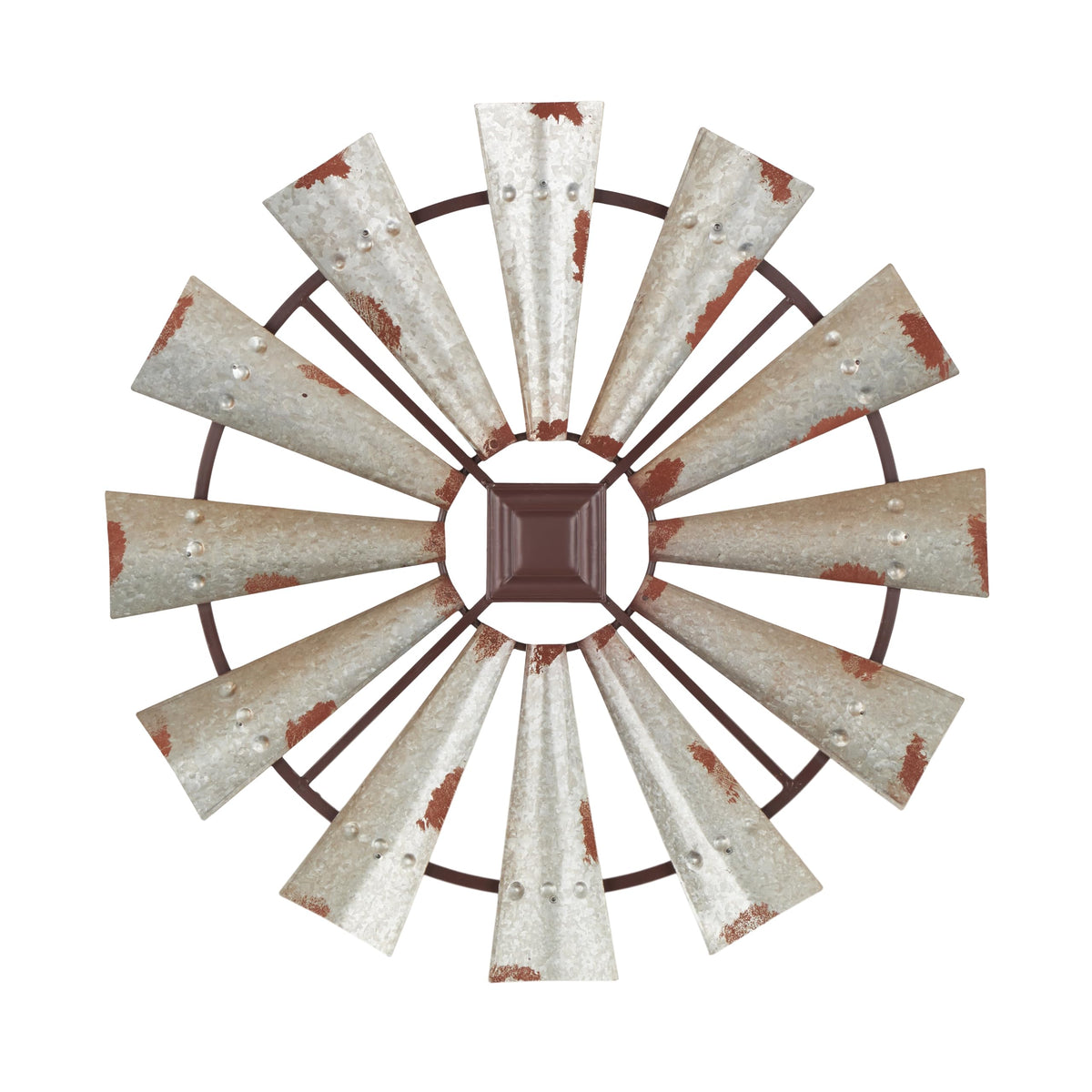 Deco 79 front view of silver windmill wall decor showing focal impact