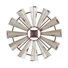 Deco 79 front view of silver windmill wall decor showing focal impact