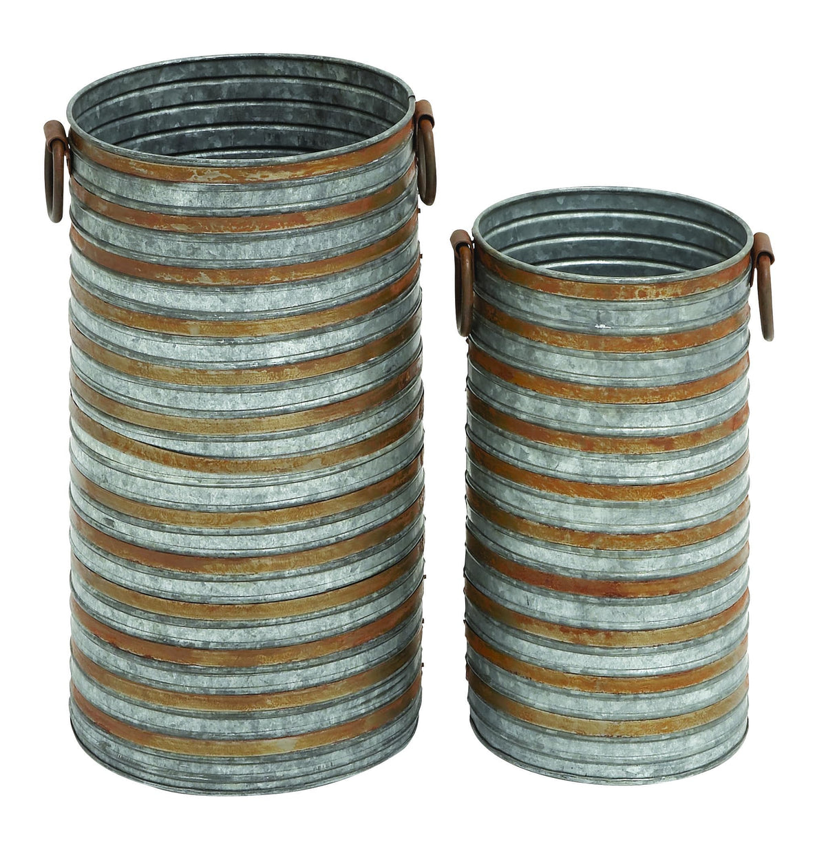 deco 79 front view of two planters showing farmhouse appeal and easy pairing
