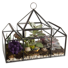 D'Eco glass castle close-up of black brass trim showing refined finish and durable detail