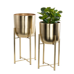 deco 79 gold dome planters front view showing polished finish and elegance