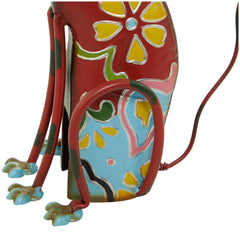 Deco 79 side profile of metal dog showcasing playful posture and durable form