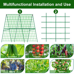 DECOHS assembled trellis in a raised bed supporting cucumbers and improving plant health