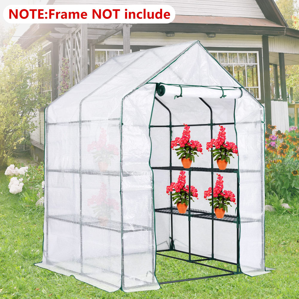 DECOHS greenhouse cover placed in a garden setting protecting plants from weather
