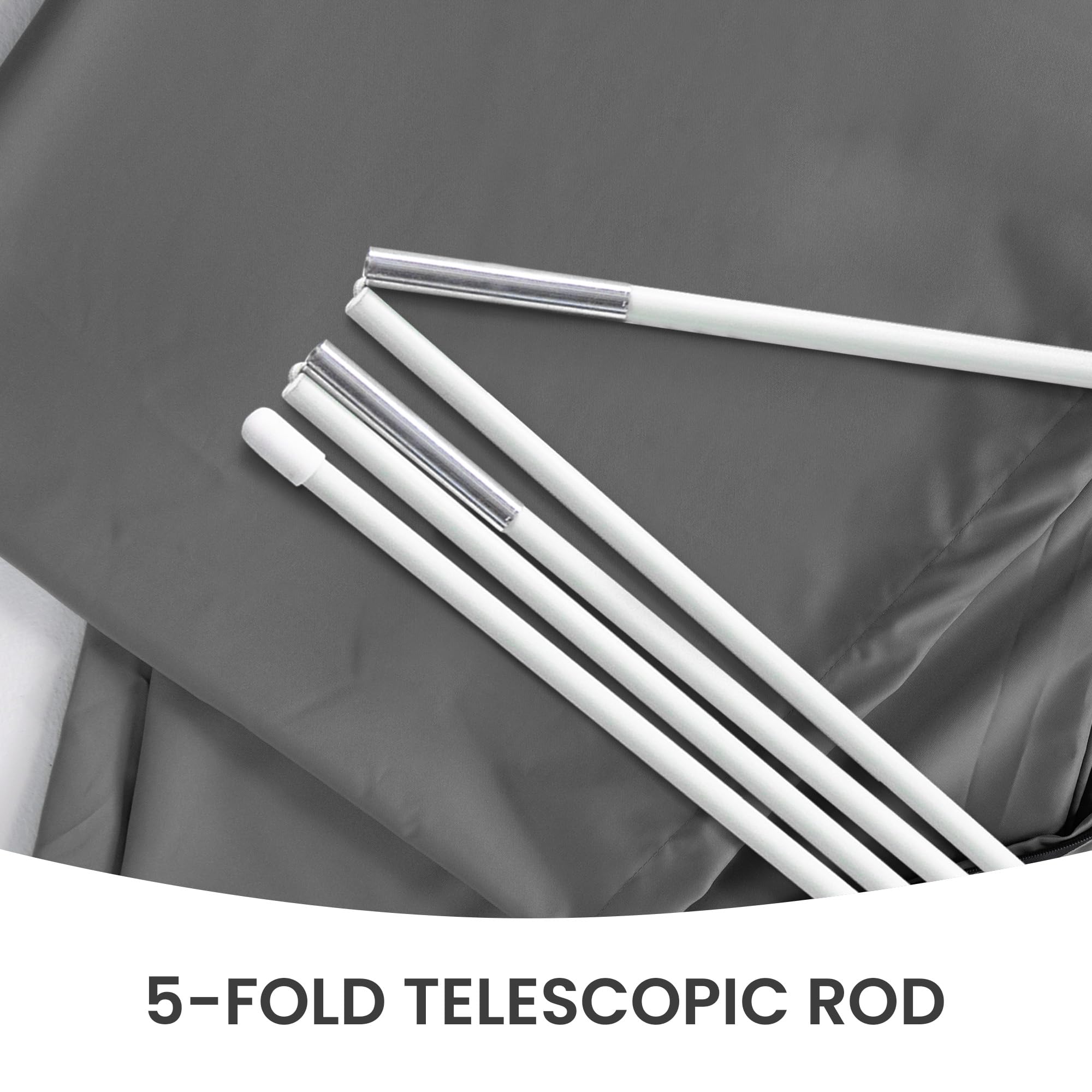 Deconk telescopic pole folded and extended for easy cover installation benefit