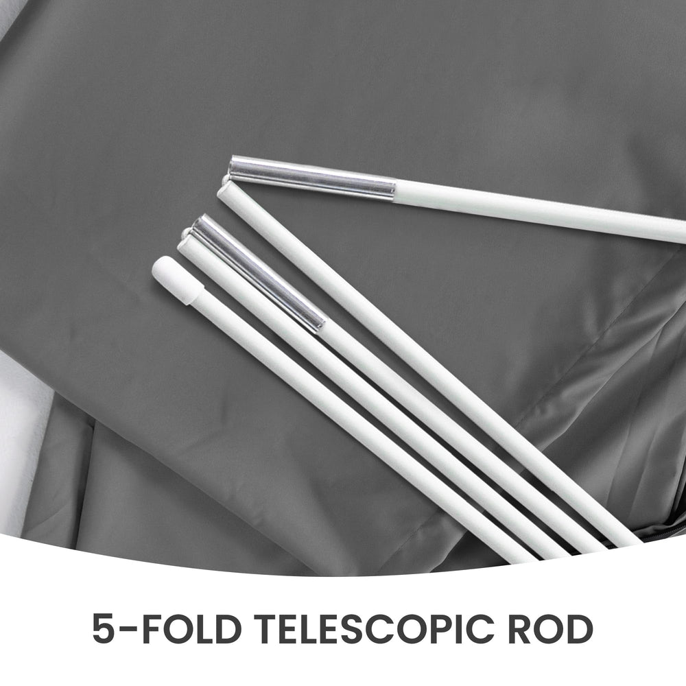 Deconk telescopic pole folded and extended for easy cover installation benefit