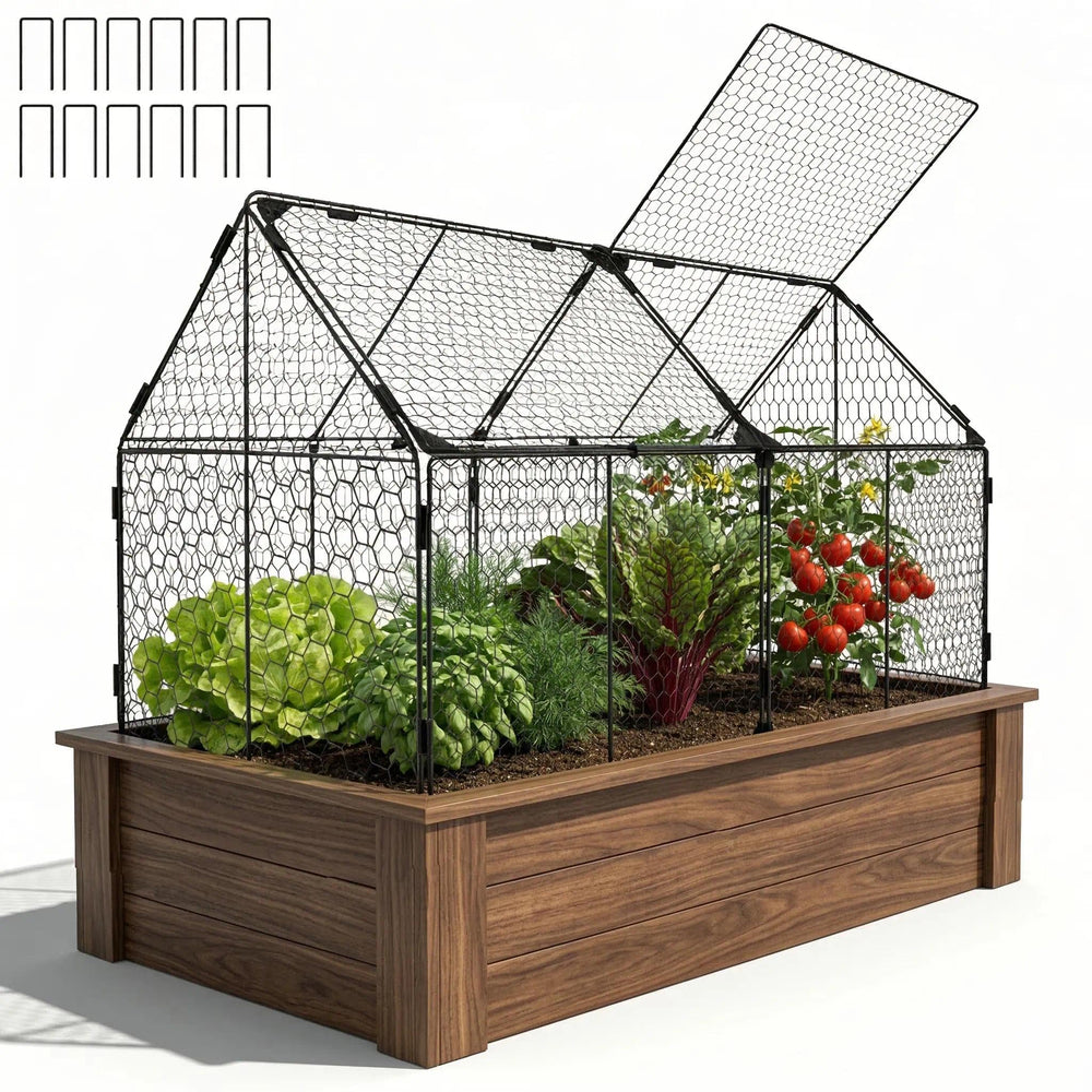 Decoroca assembled front view showing durable cage protecting bed
