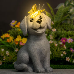 DecorSmart dog statue front view showing decorative appeal and outdoor charm