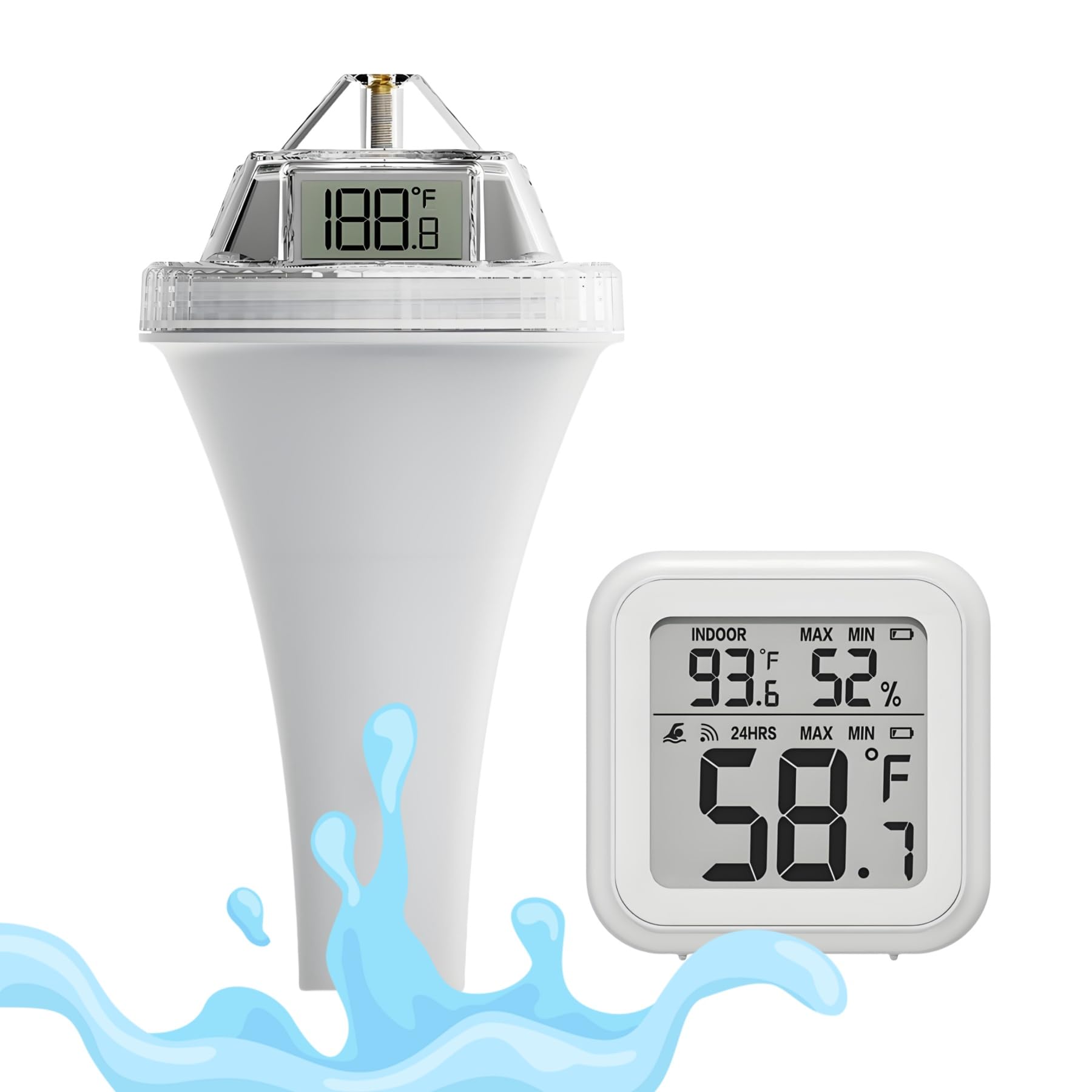 Decruil floating thermometer front view showing clear triple-angle display for quick reading