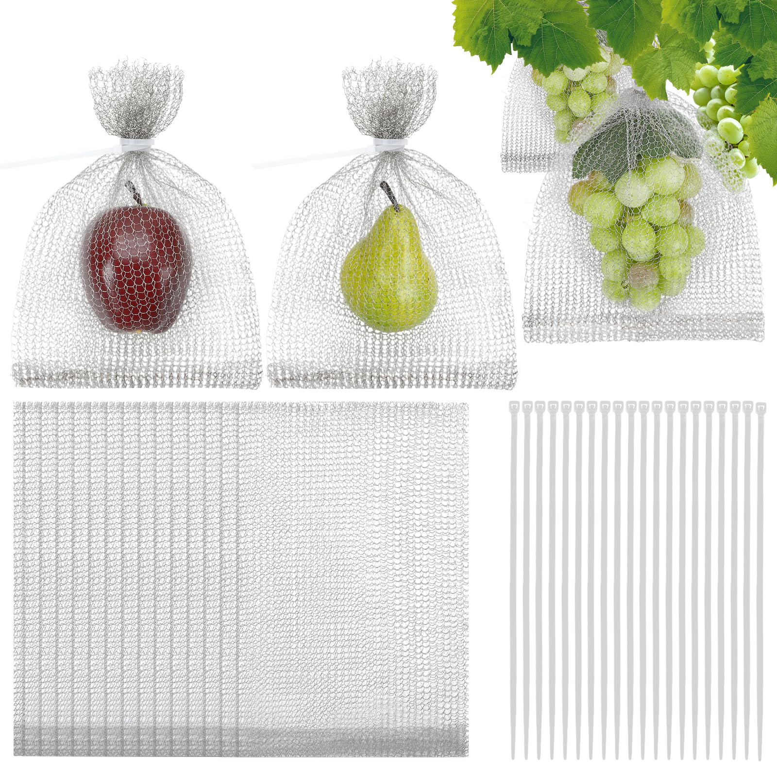 DECYOOL front view of 30-pack fruit mesh bags showing contents and organization benefit