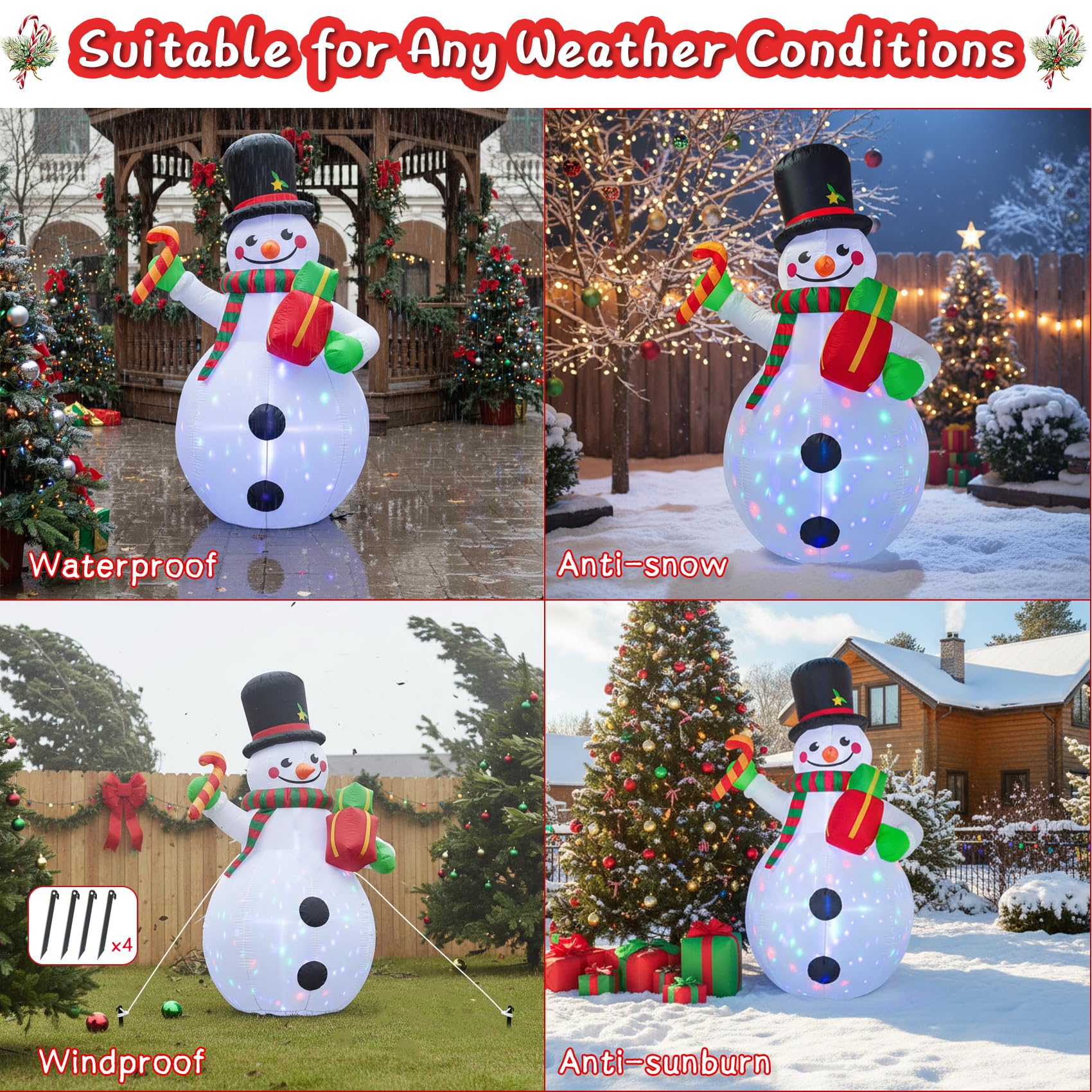 DEDU snowman illuminated in yard creating standout holiday display