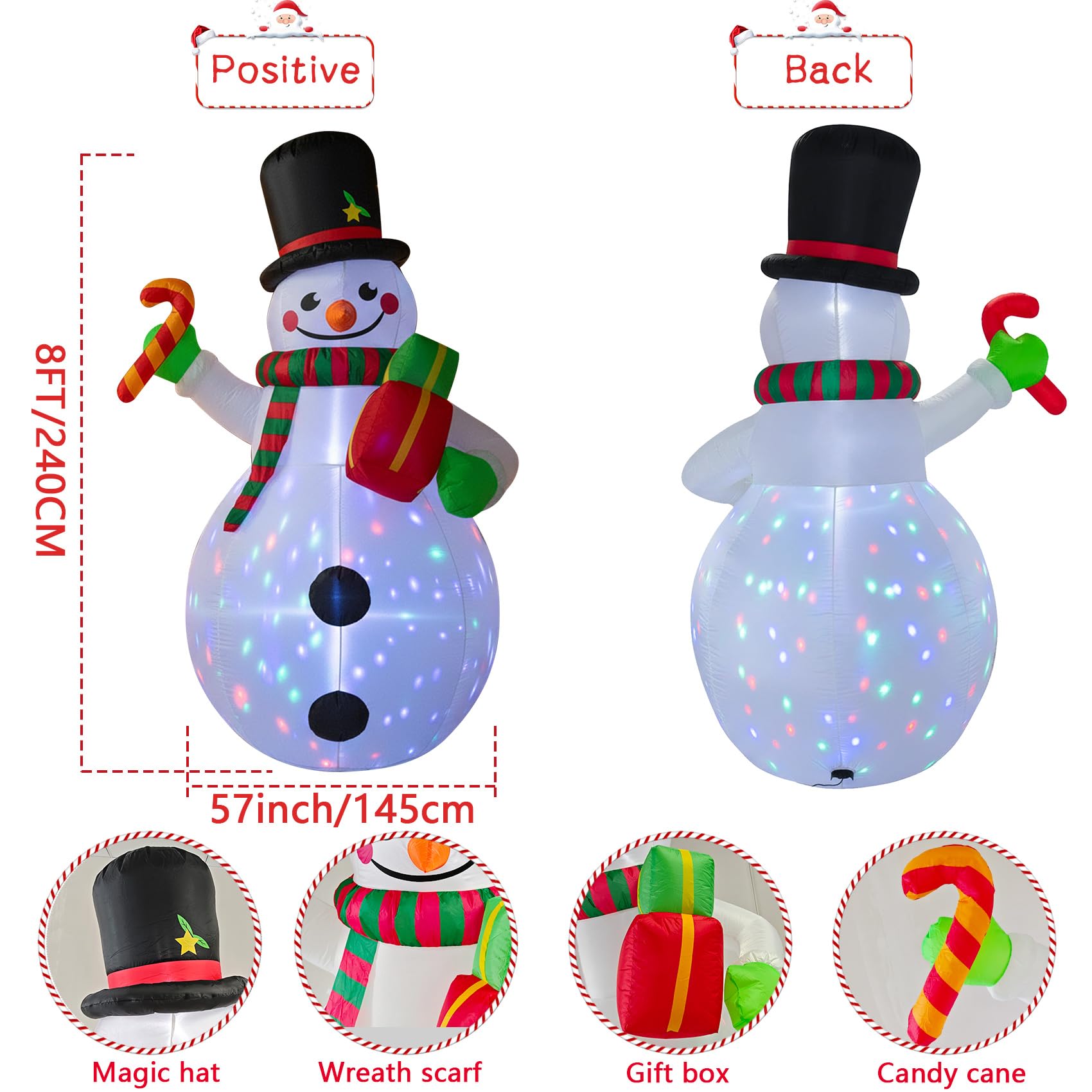 DEDU snowman colorful rotating LED closeup enhancing nighttime appeal