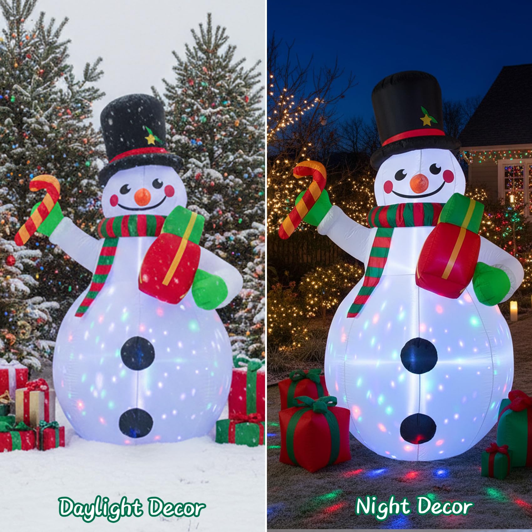 DEDU snowman next to doorway showing eight-foot size for impact