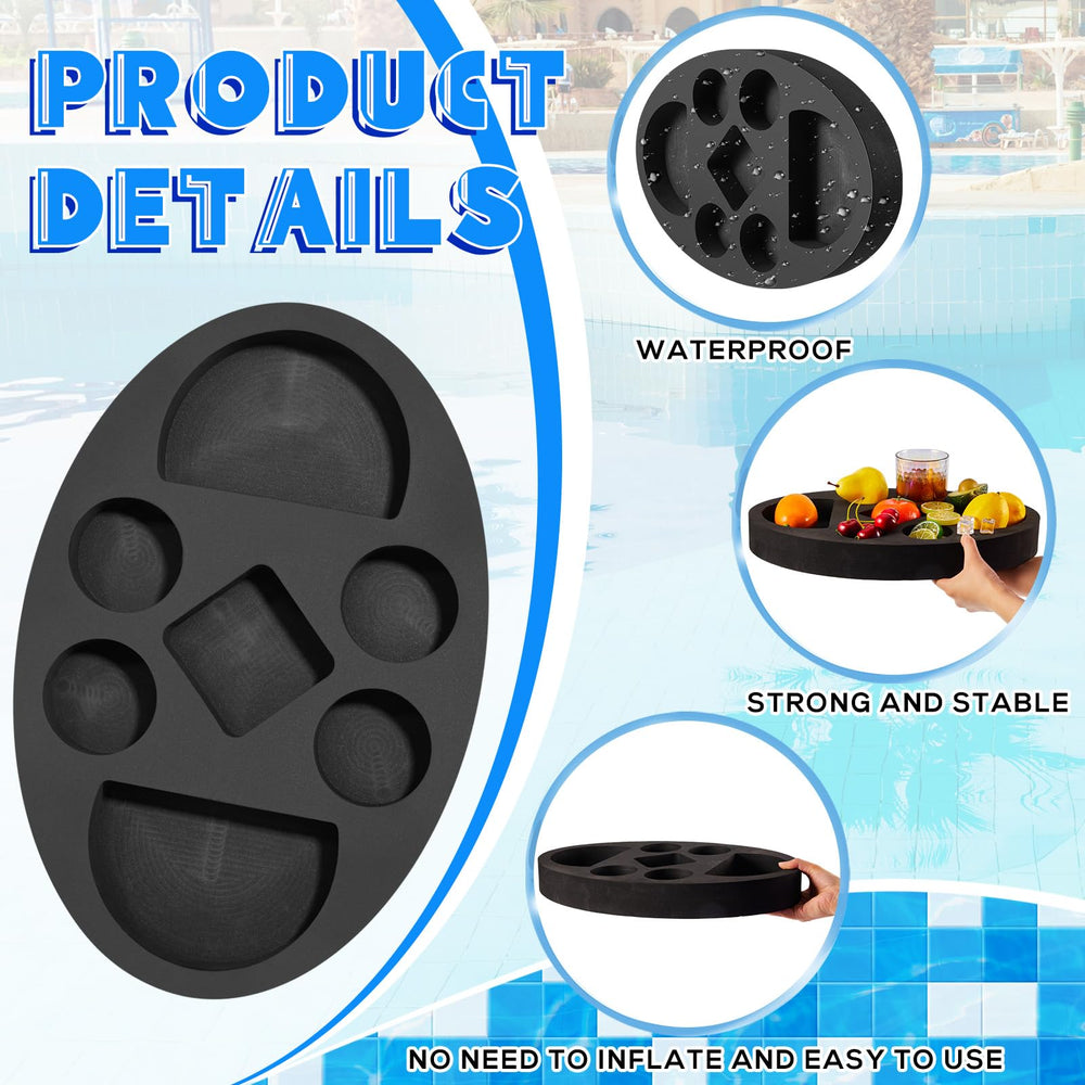 Deekin floating in pool with drinks accessible and hands-free convenience