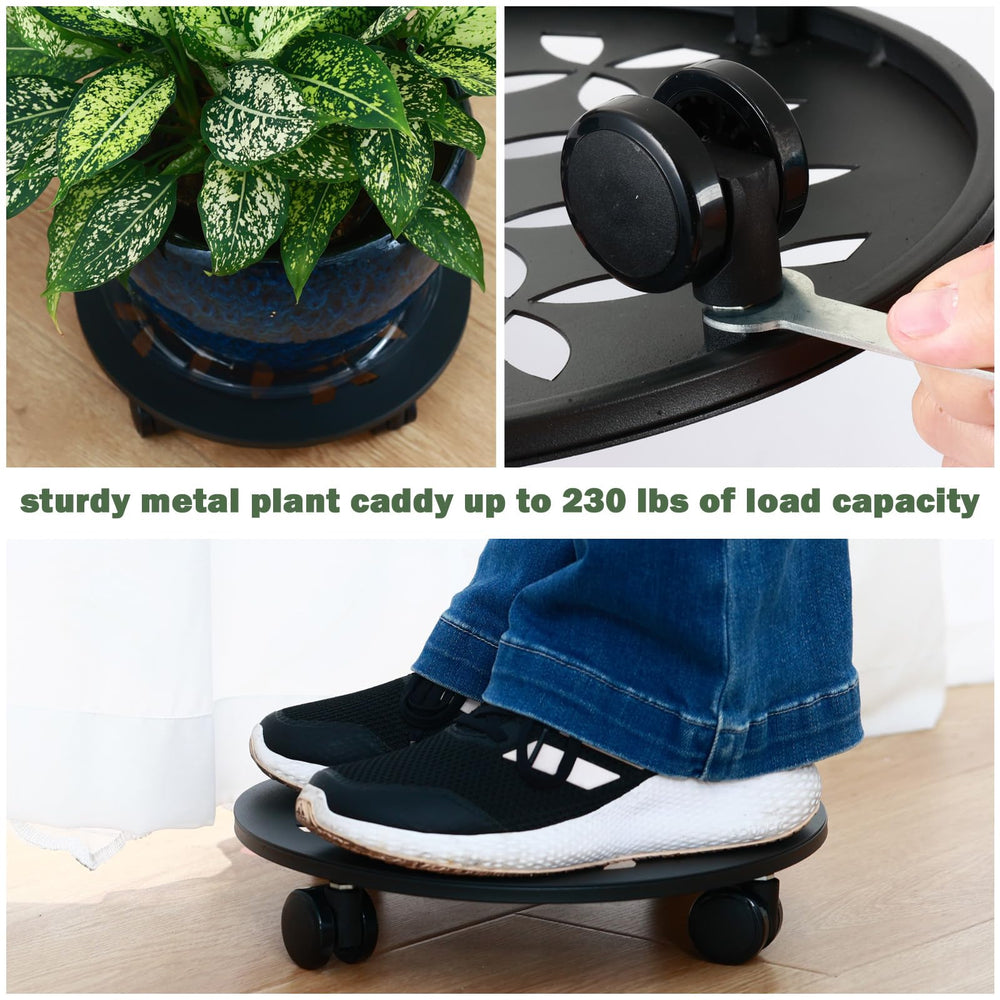 DEELF OUTLET patio scene with large pot on caddy enabling effortless repositioning outdoors