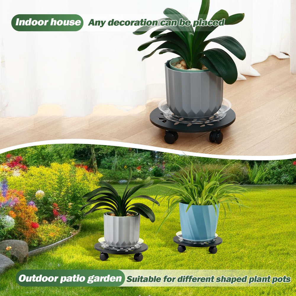 DEELF OUTLET caddy beside standard pot illustrating 13.5-inch fit and scale for large planters
