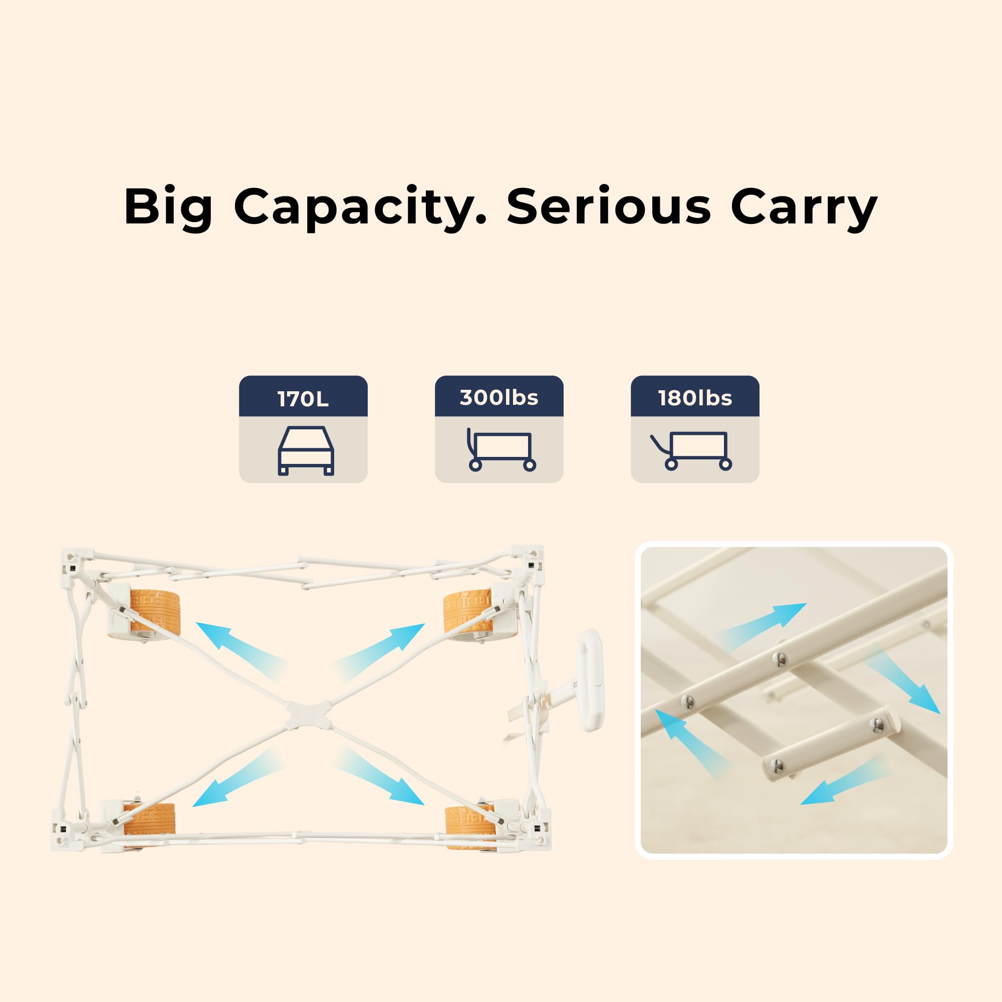 DEER LAND size comparison next to folding chair to show scale and capacity