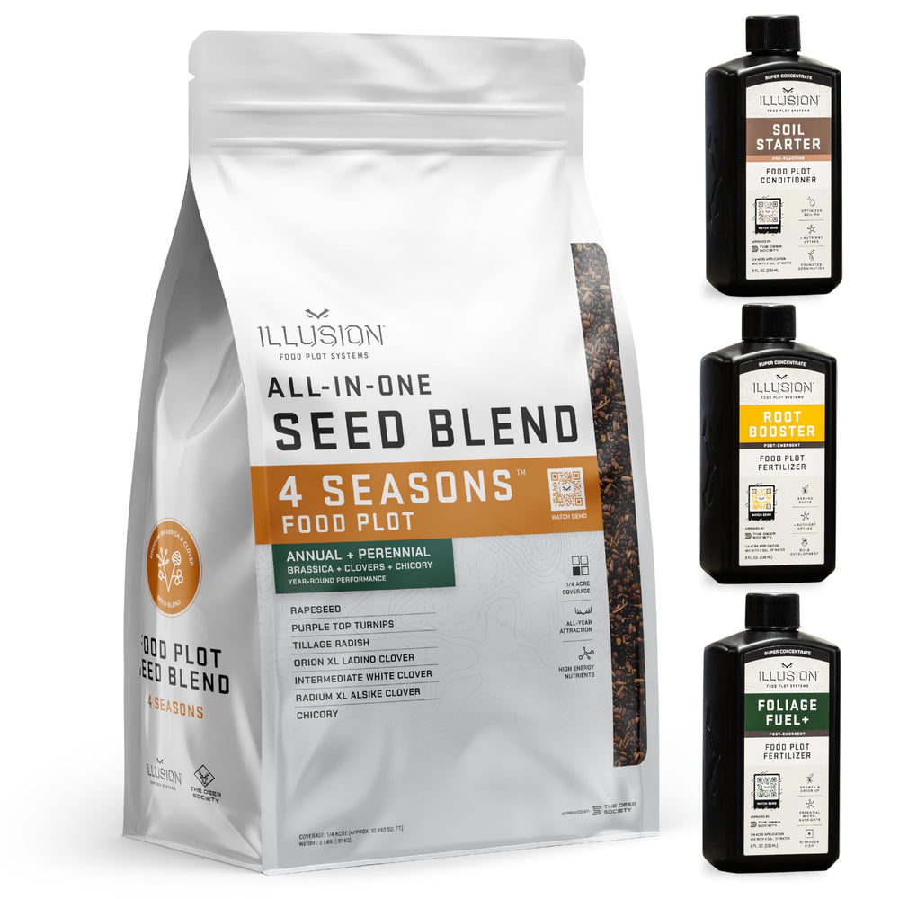 Deer Society front packaging showing complete seed and fertilizer kit benefit: simplified planting
