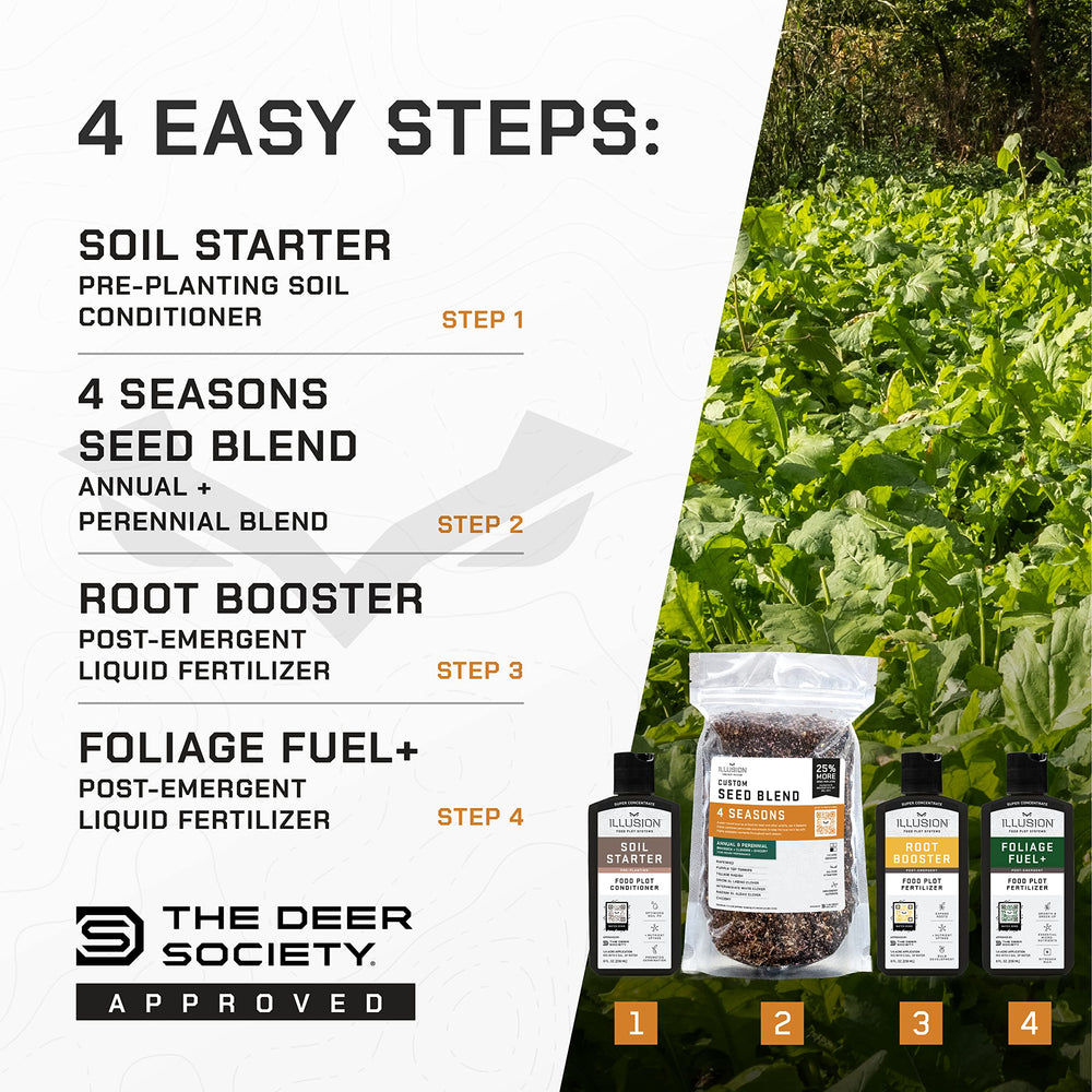 Deer Society liquid fertilizer bottles staged ready to mix offering precise plant feeding