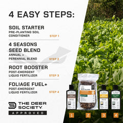 Deer Society liquid fertilizer bottles staged ready to mix offering precise plant feeding