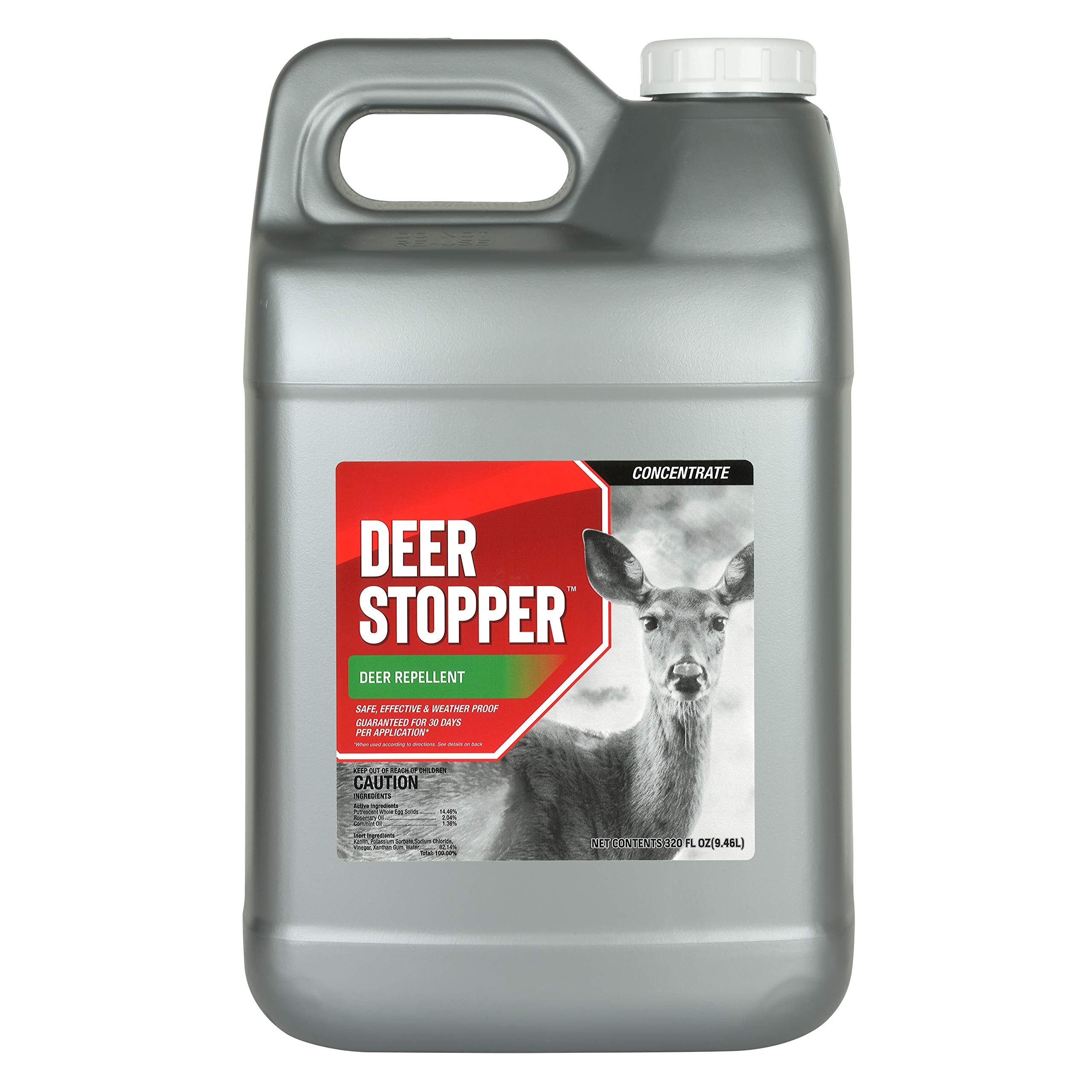 Deer Stopper front label showing product and coverage benefits