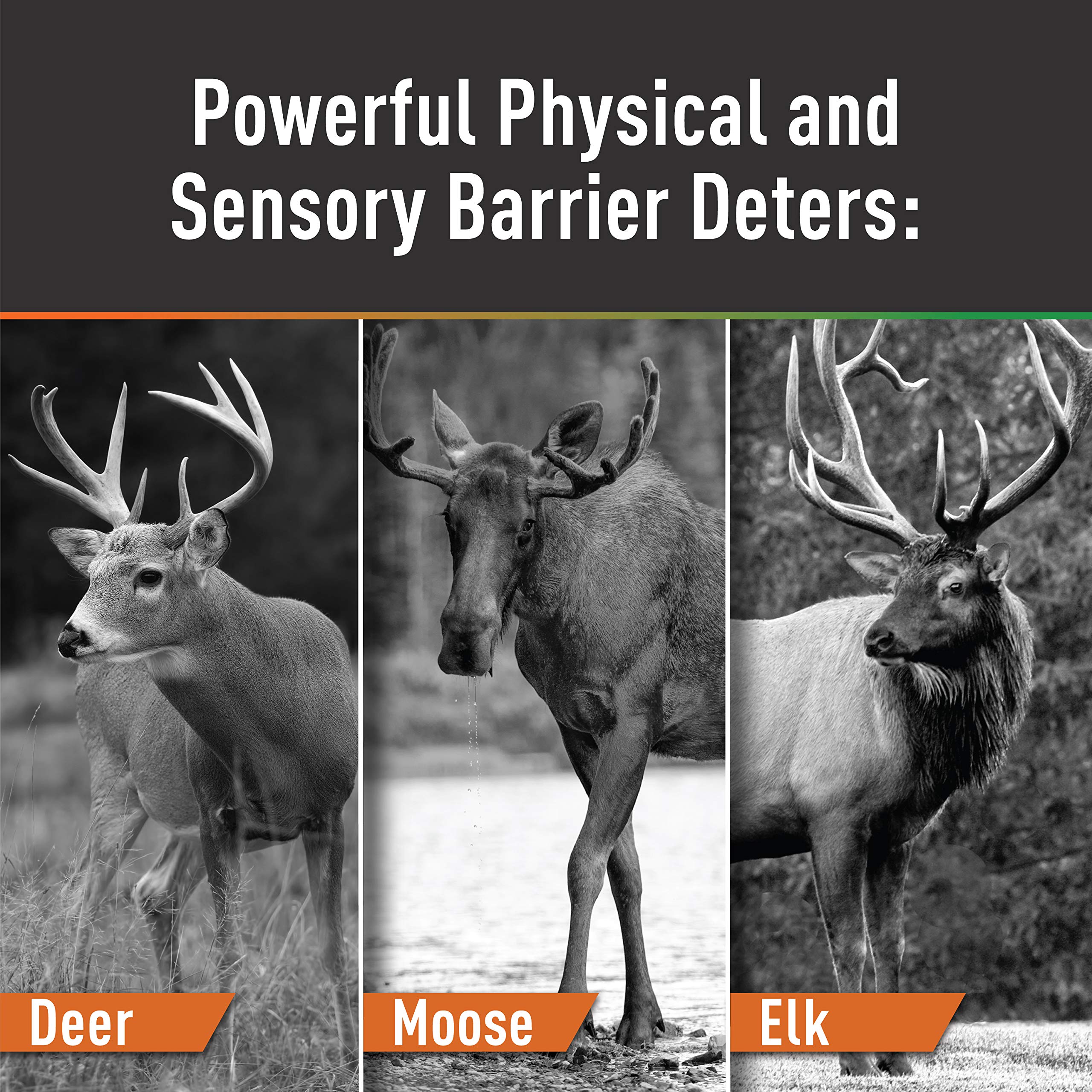 Deer Stopper product label close-up showing PLOTSAVER system information benefit