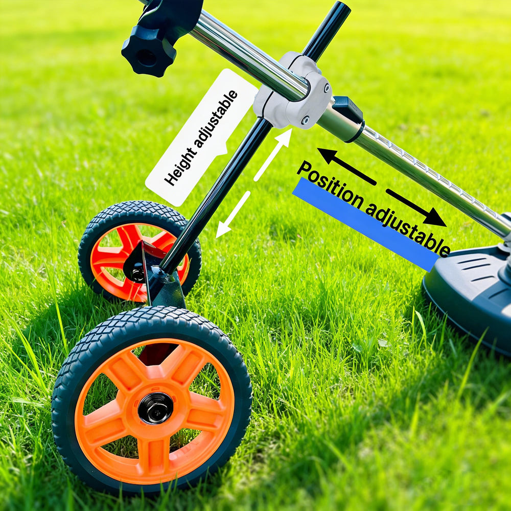 Deesucc wheel in use on uneven lawn improving control and precision