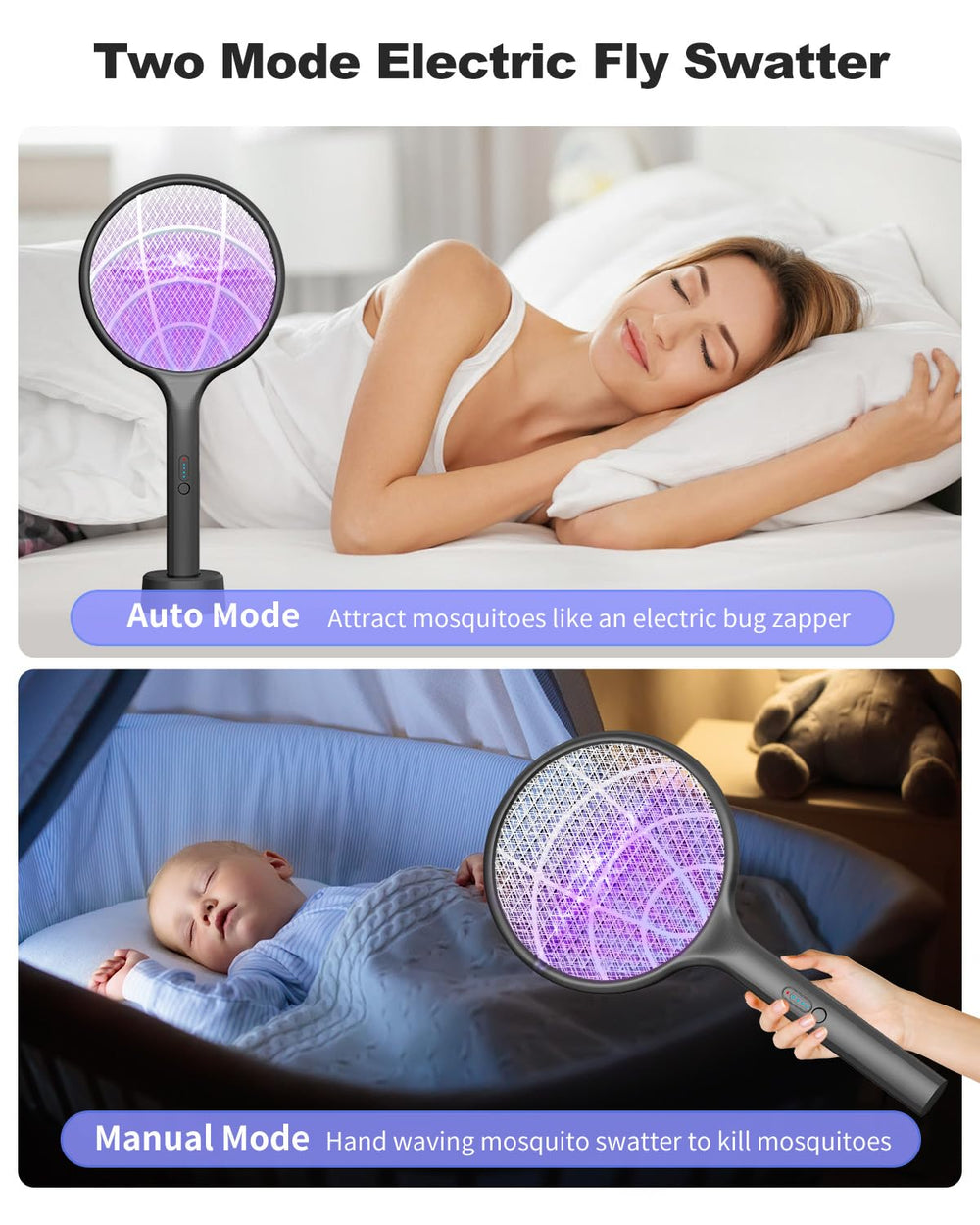DEEZEE close-up of purple UV lamp and 3-layer safety grid highlighting effective insect attraction