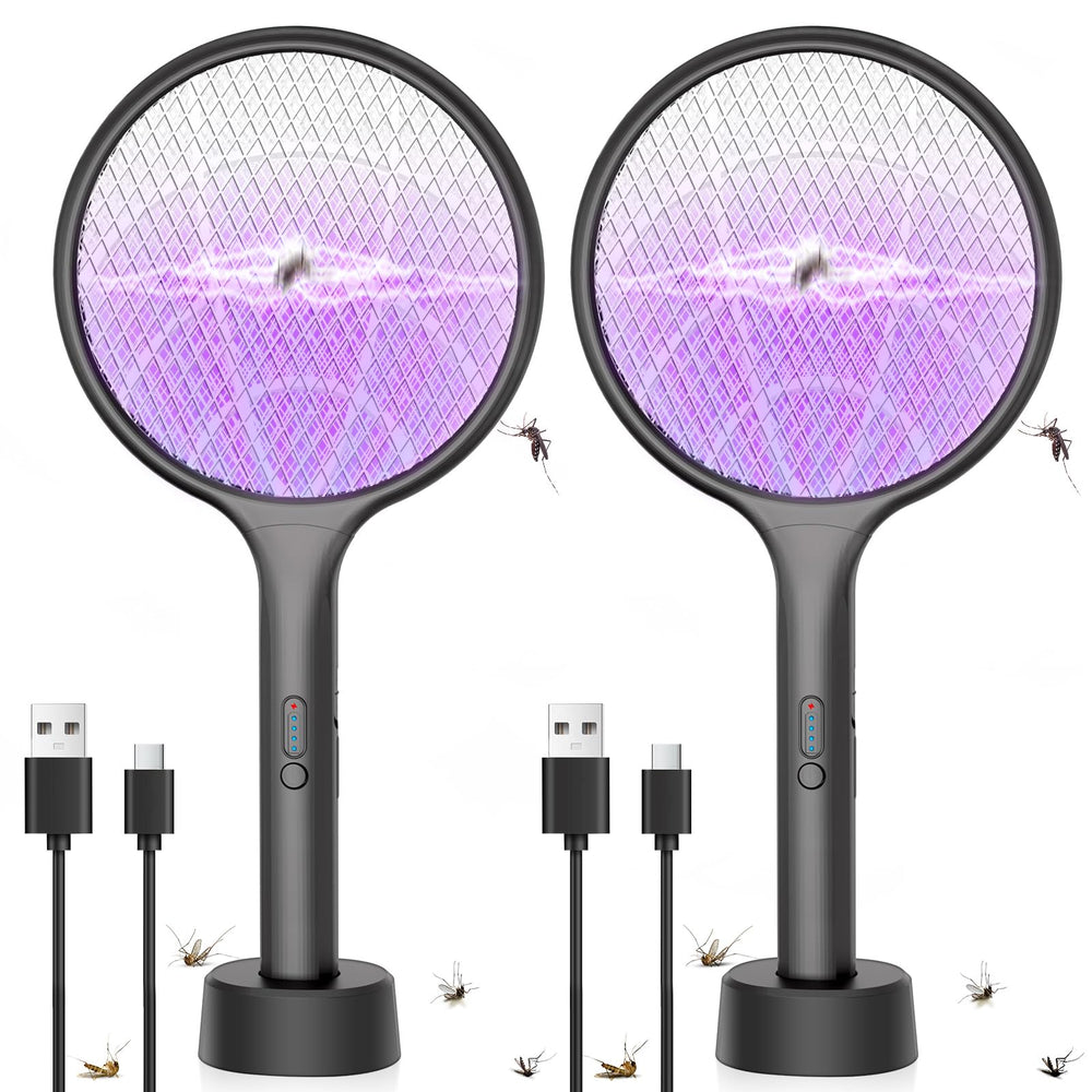 DEEZEE front view of two electric fly swatters showing compact dual-mode design and convenience