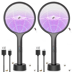 DEEZEE front view of two electric fly swatters showing compact dual-mode design and convenience