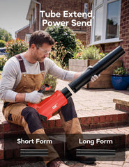 DeForce extension nozzle attached to blower to reach tight corners and elevated surfaces